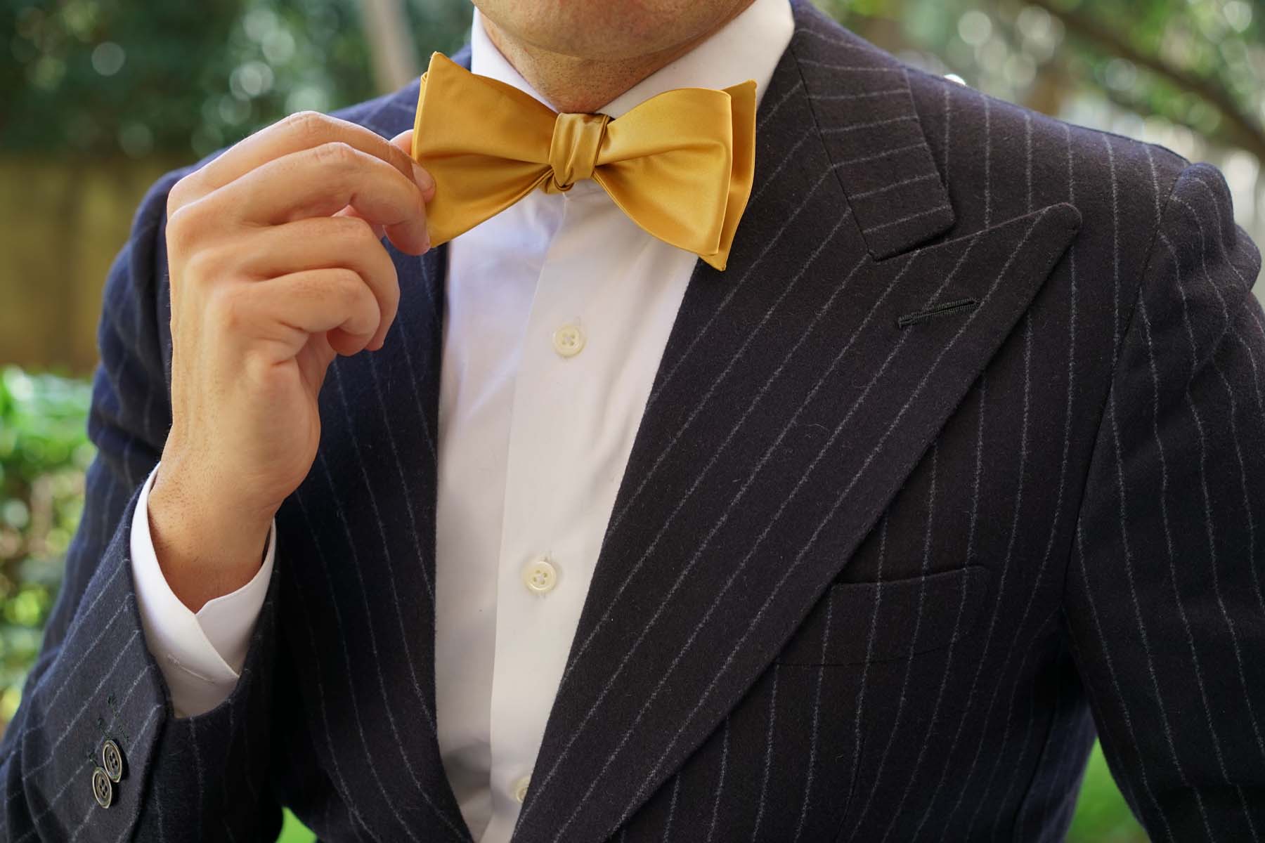 Gold Satin Self Bow Tie