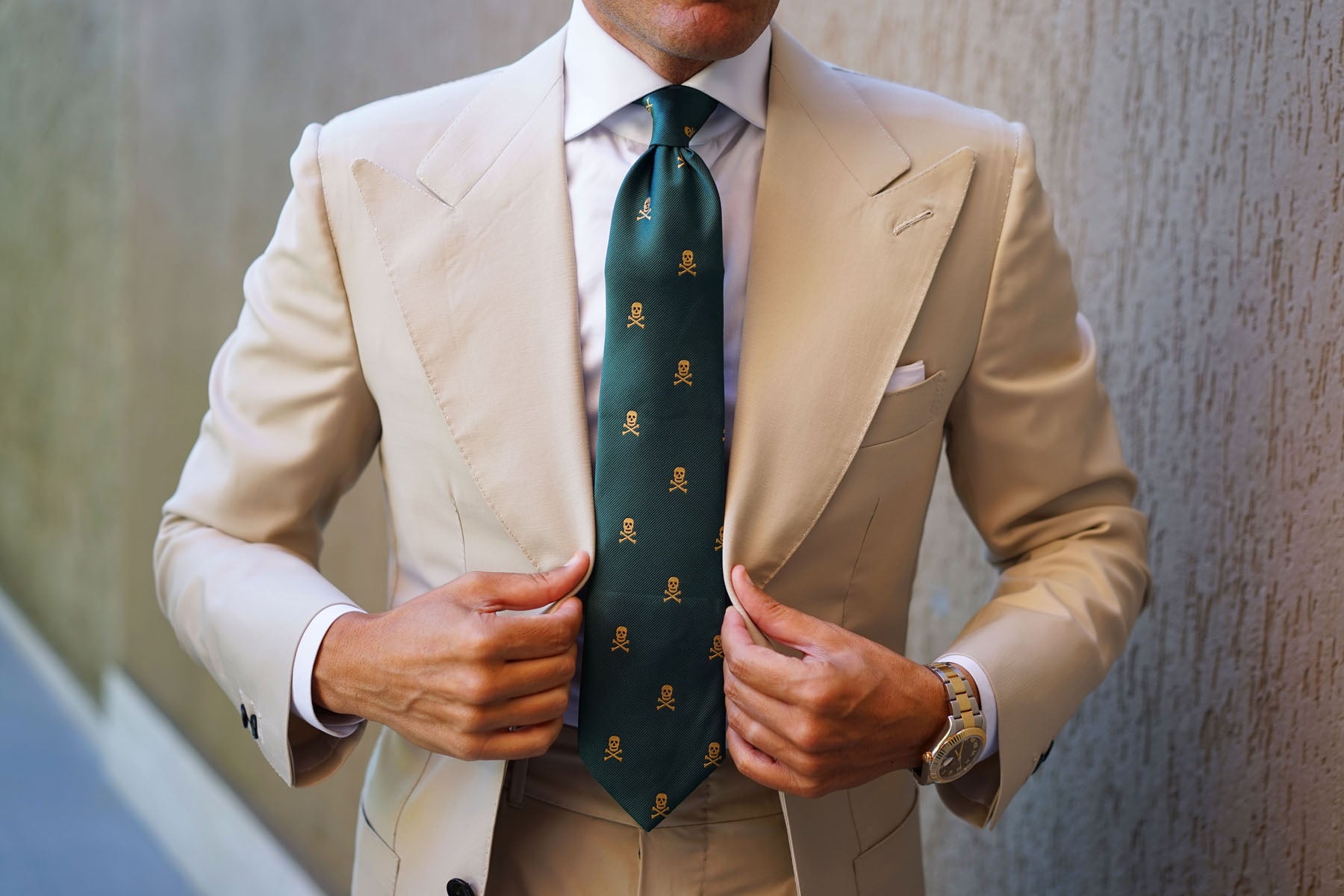 Skull & Crossbones Green Tie