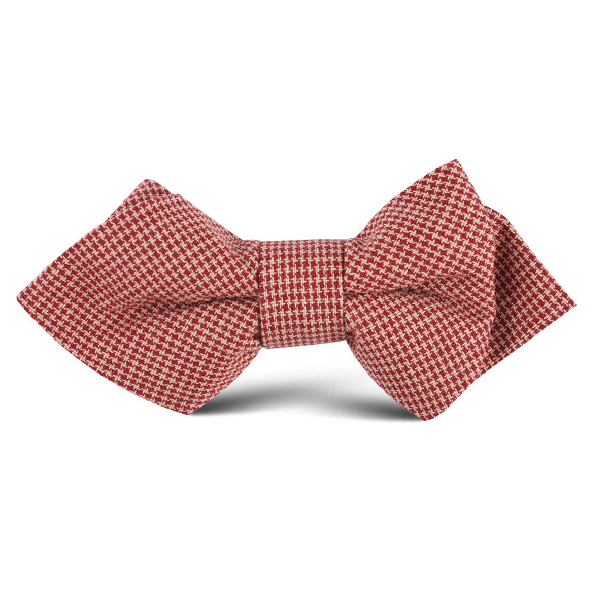 Khaki Red Houndstooth Blend Kids Diamond Bow Tie