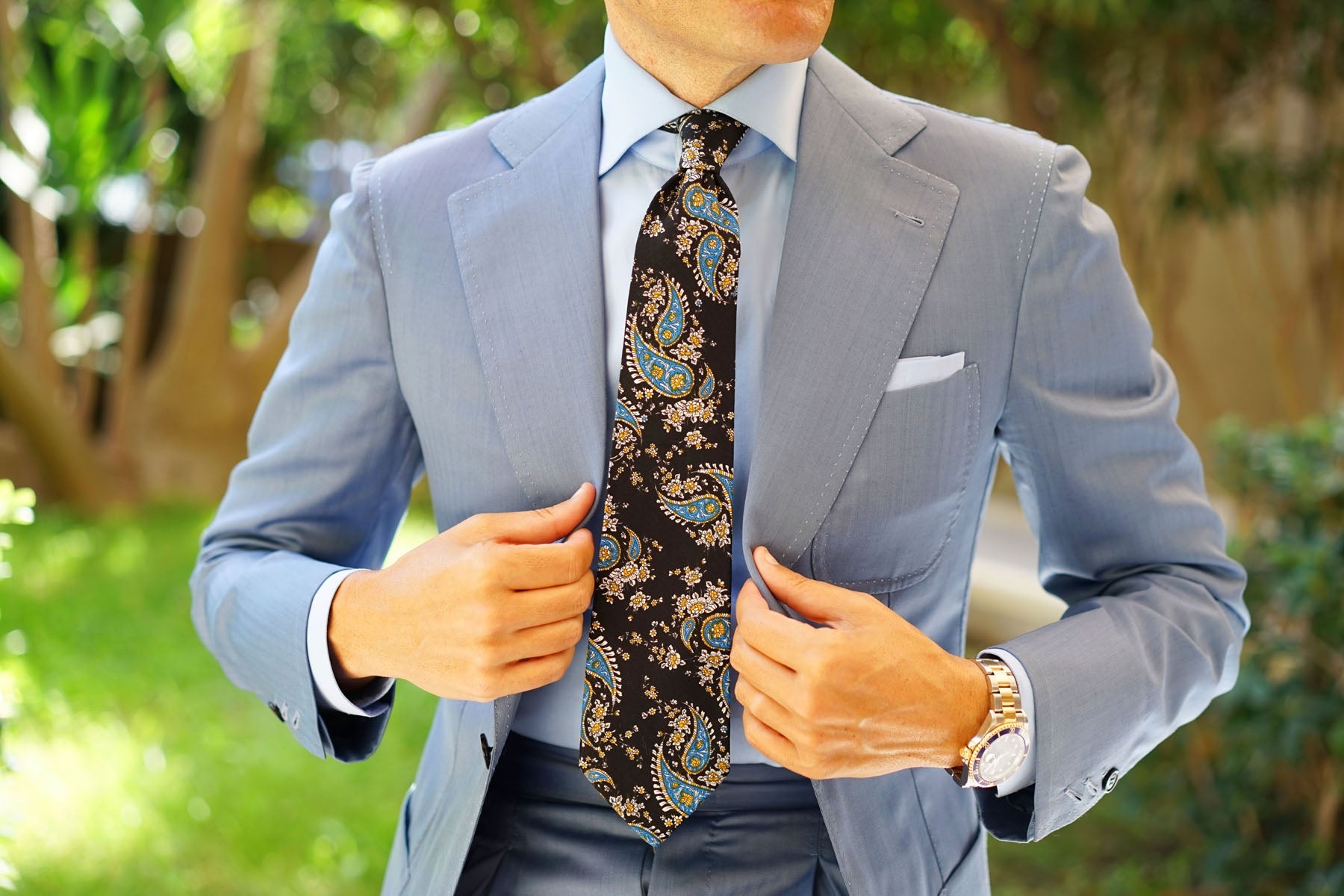 Venetian Lagoon Blue Paisley Tie