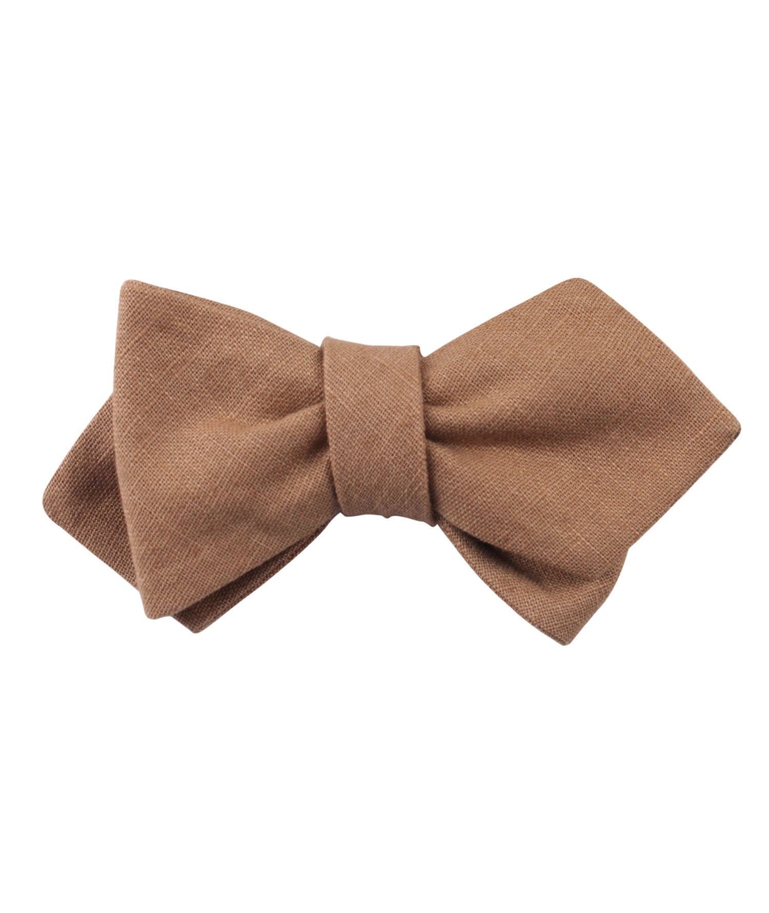 Raw Chocolate Linen Diamond Self Bow Tie