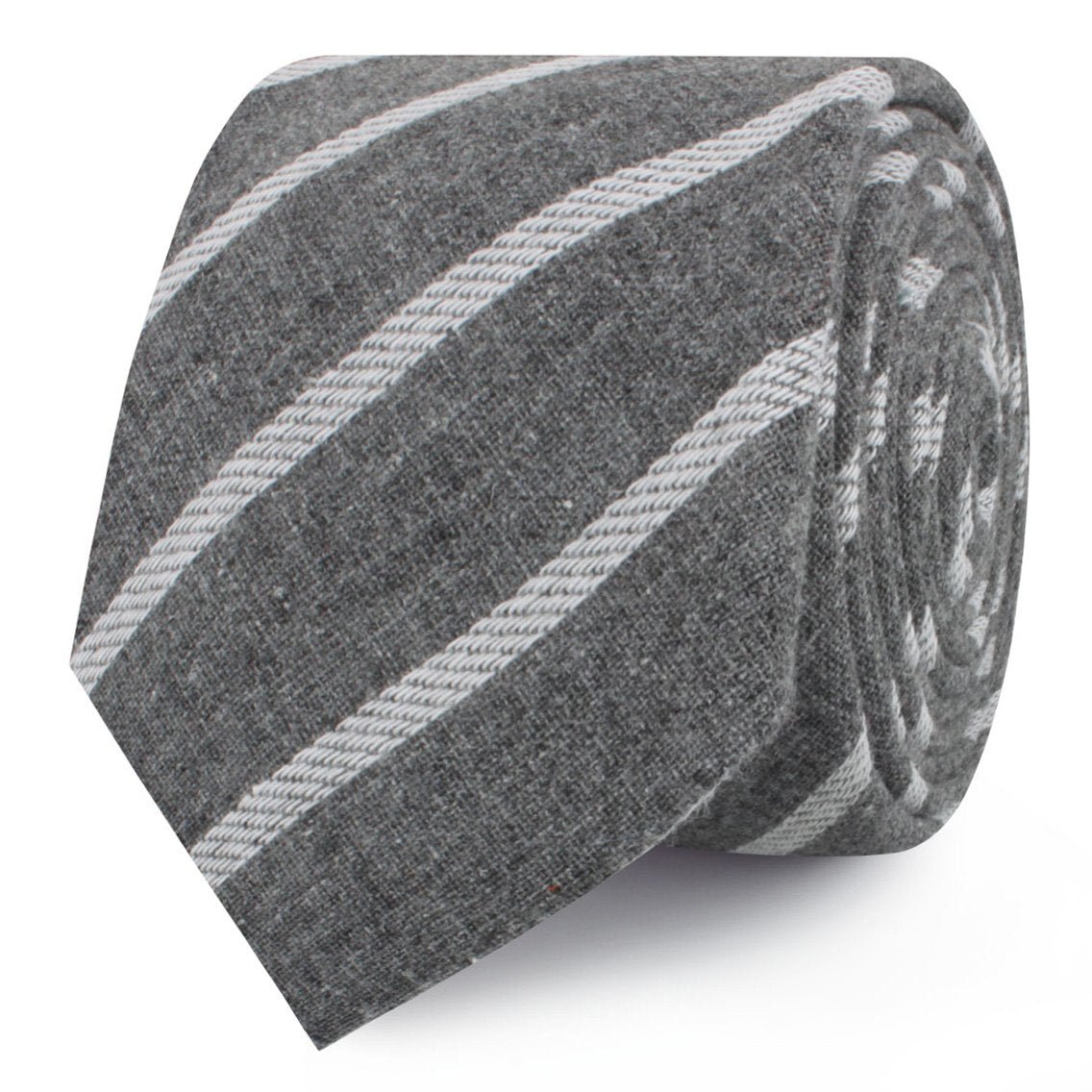 Galileo Pewter Grey Striped Linen Skinny Tie