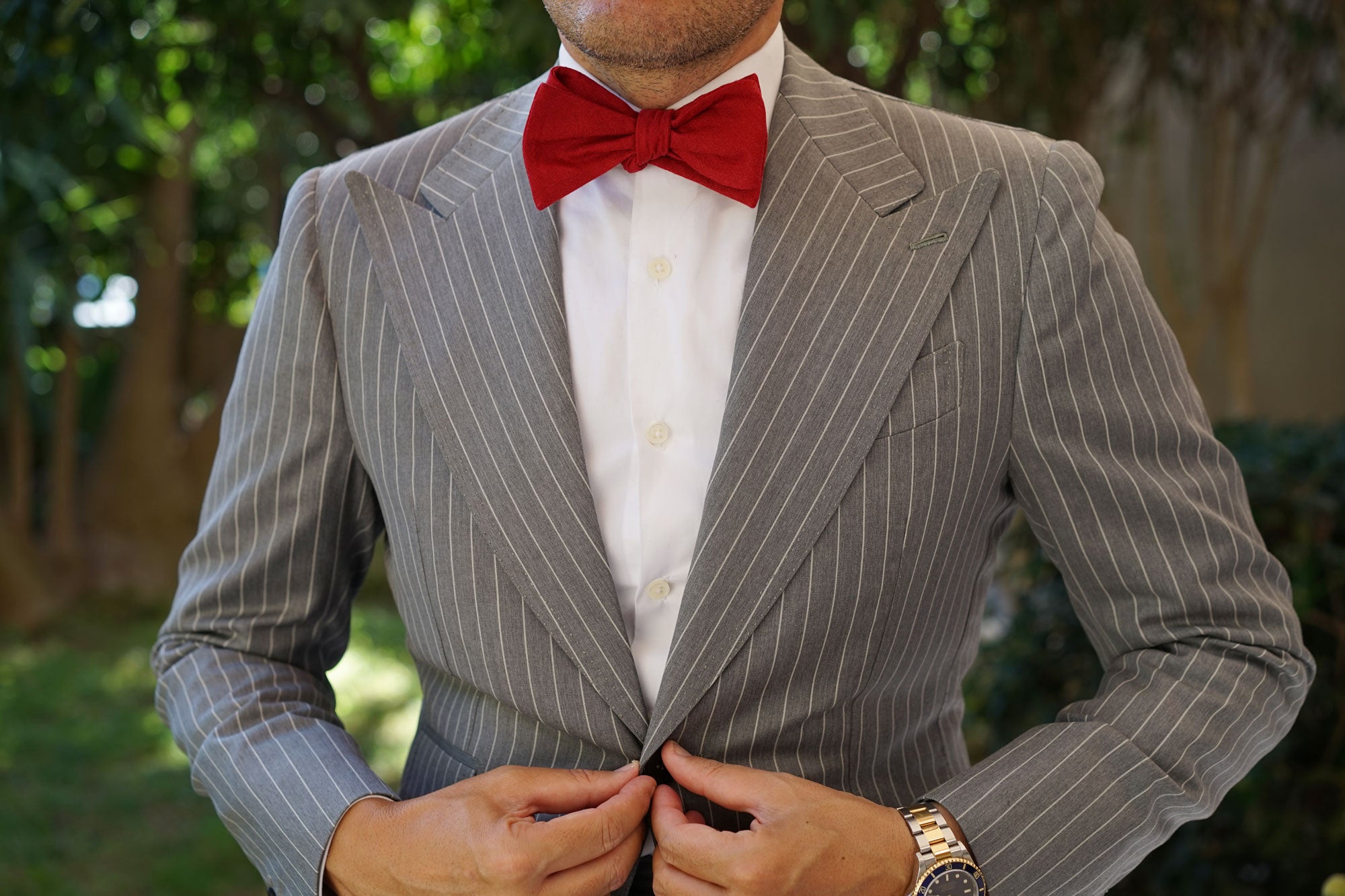 Apple Maroon Linen Self Bow Tie