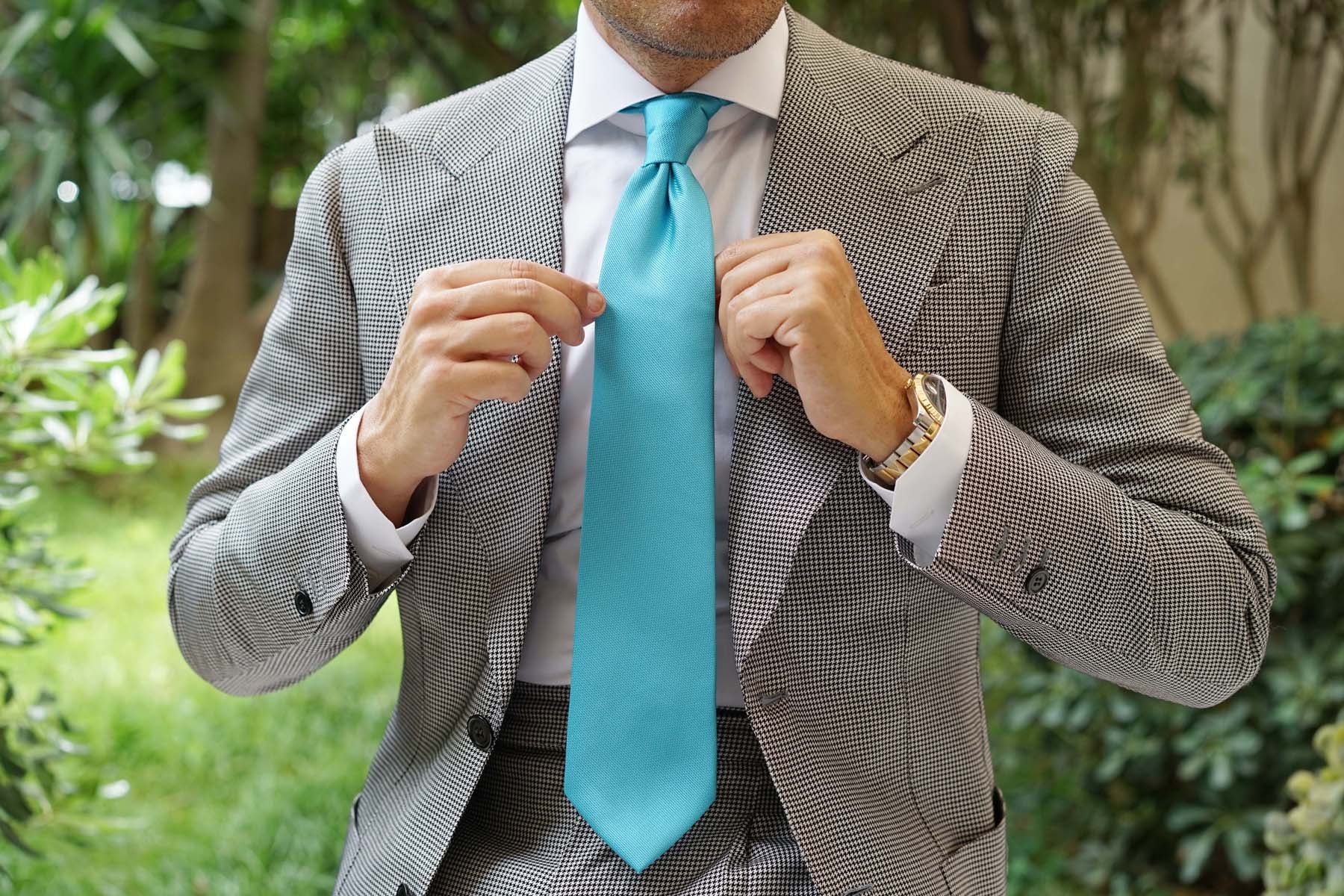 Aqua Blue Malibu Weave Necktie