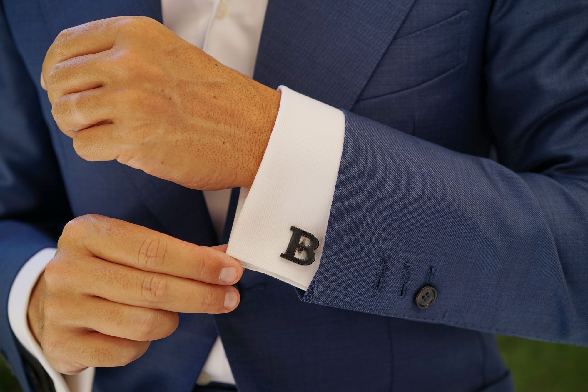 Black And Gold Letter B Cufflinks