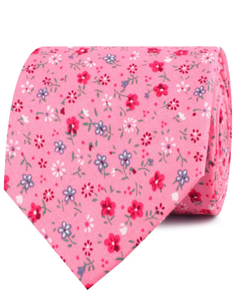 Flamenco Pink Floral Necktie