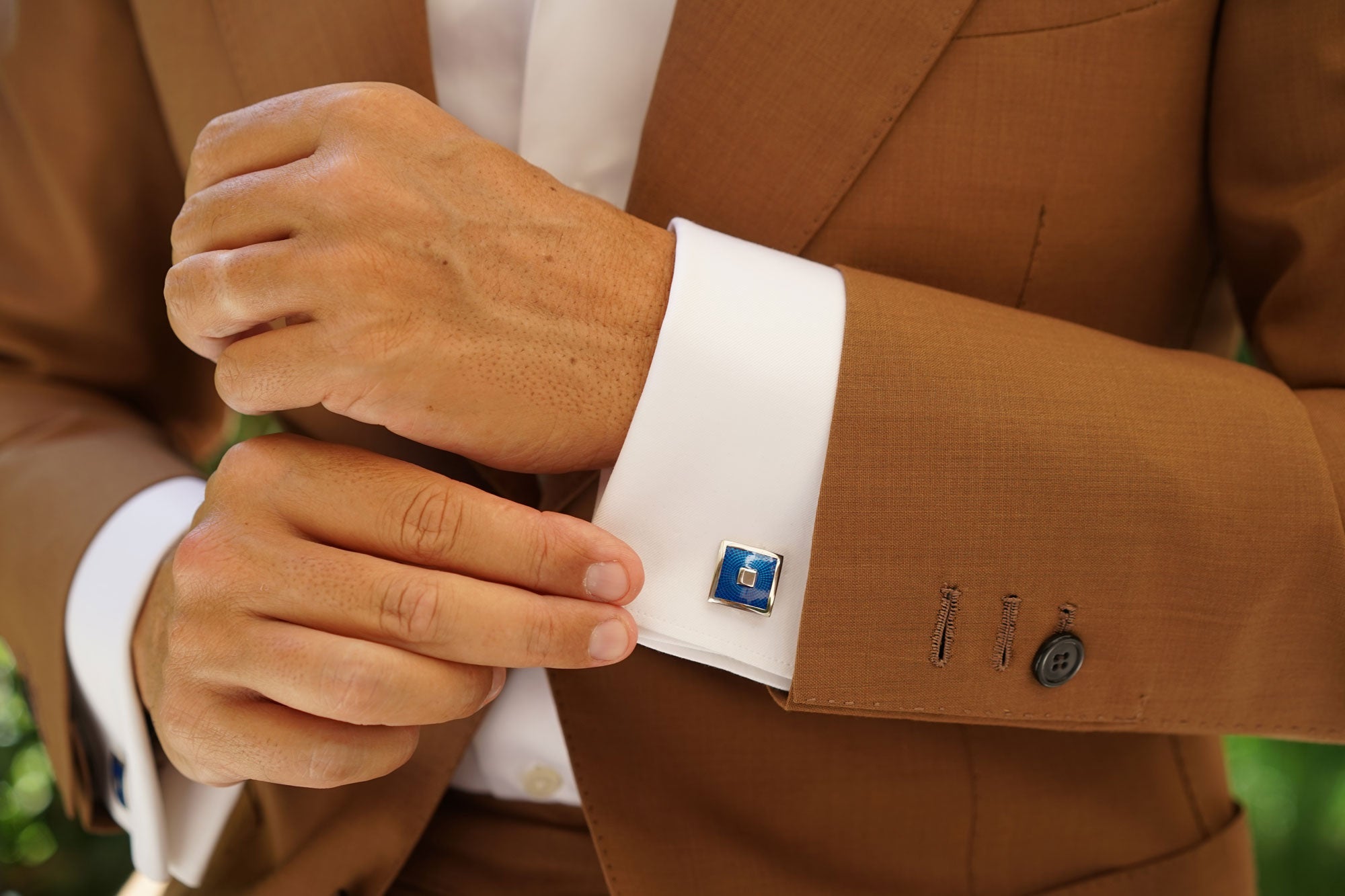 Infinity Blue and Silver Square Cufflinks