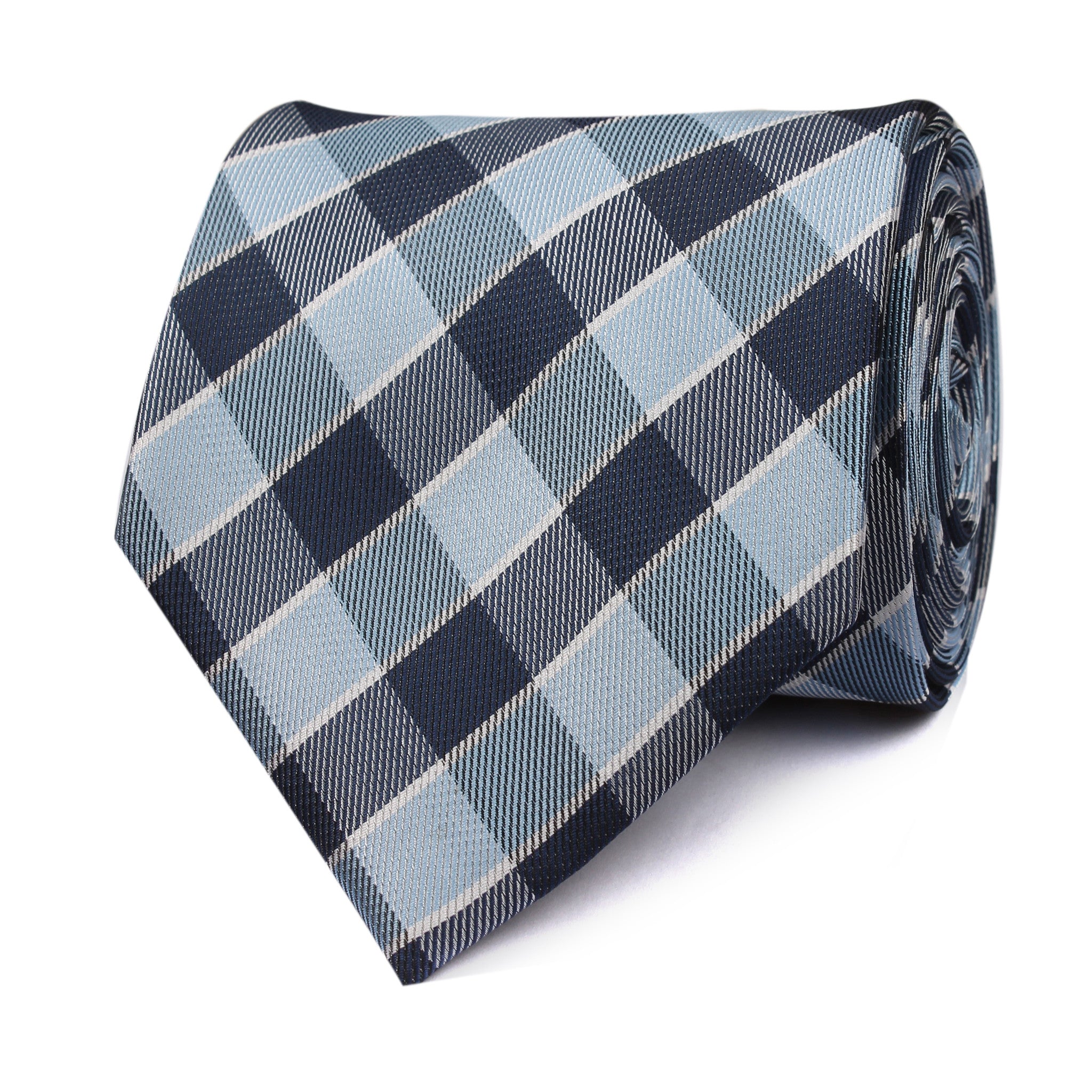 Light and Navy Blue Checkered Tie