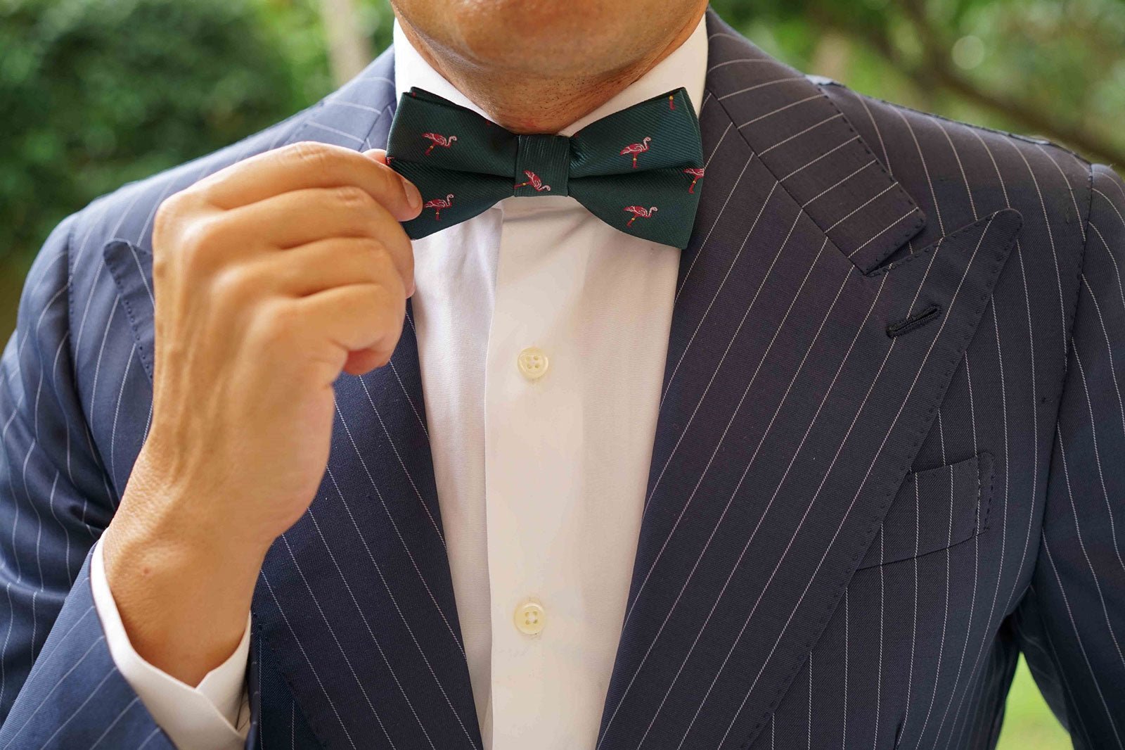 Caribbean Royal Green Flamingo Bow Tie