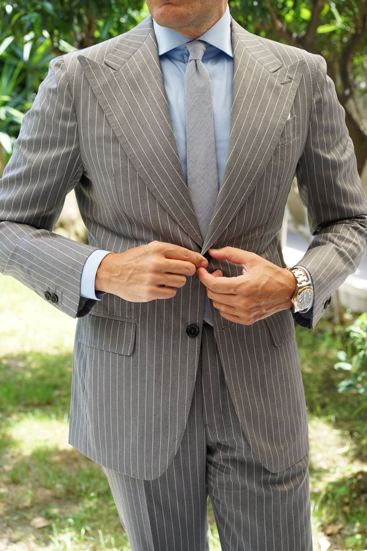 French Pinstripe Cotton Skinny Tie