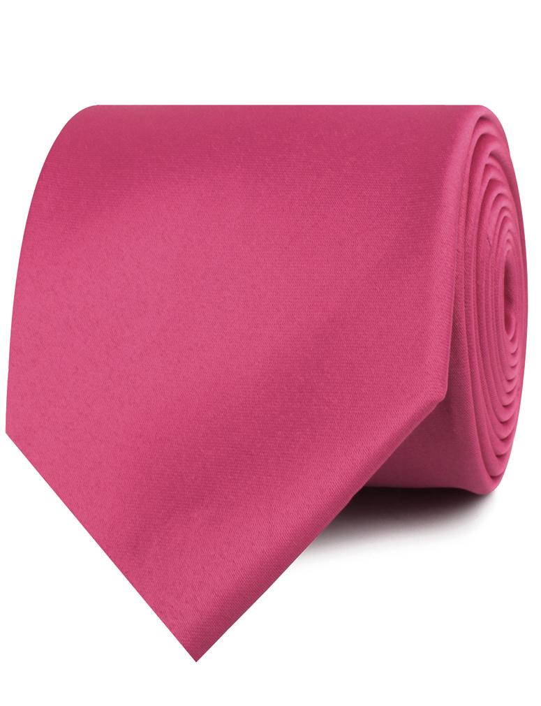 Magenta Pink Satin Necktie