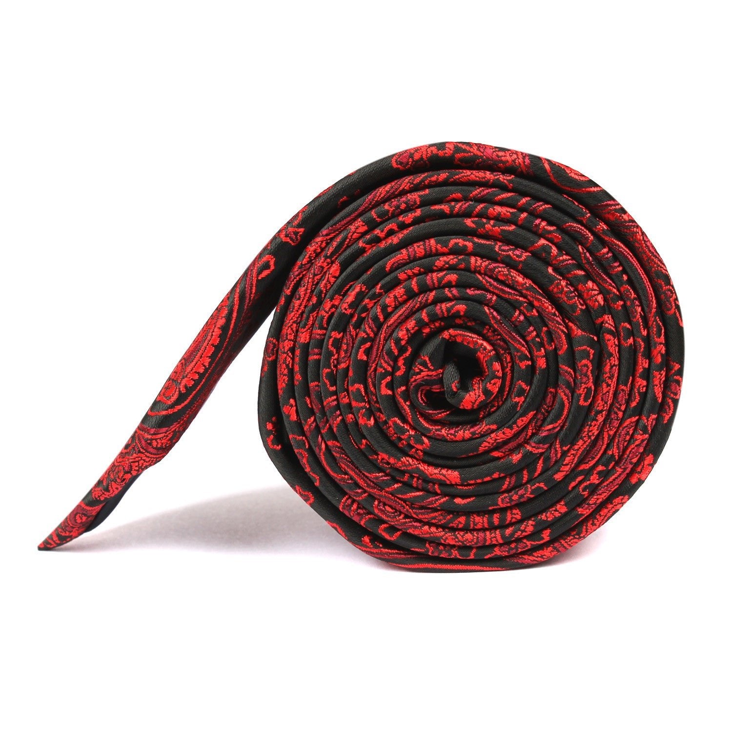 Paisley Red and Black Skinny Tie