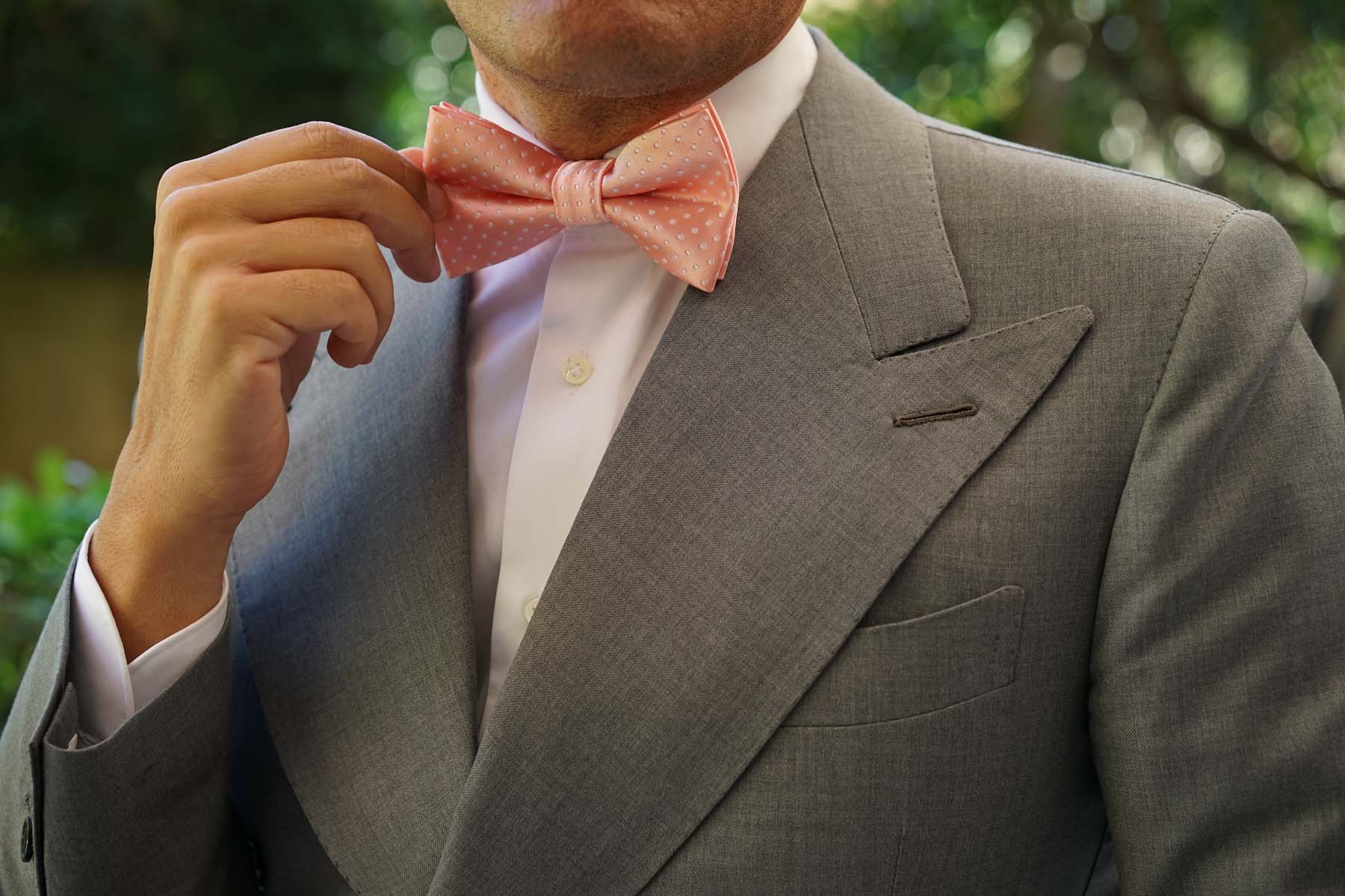 Peach Mini Polka Dots Bow Tie