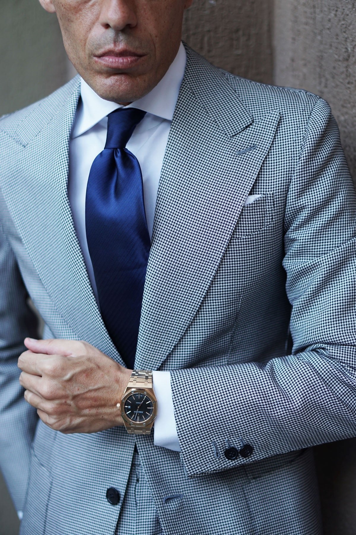 Indigo Blue Herringbone Necktie