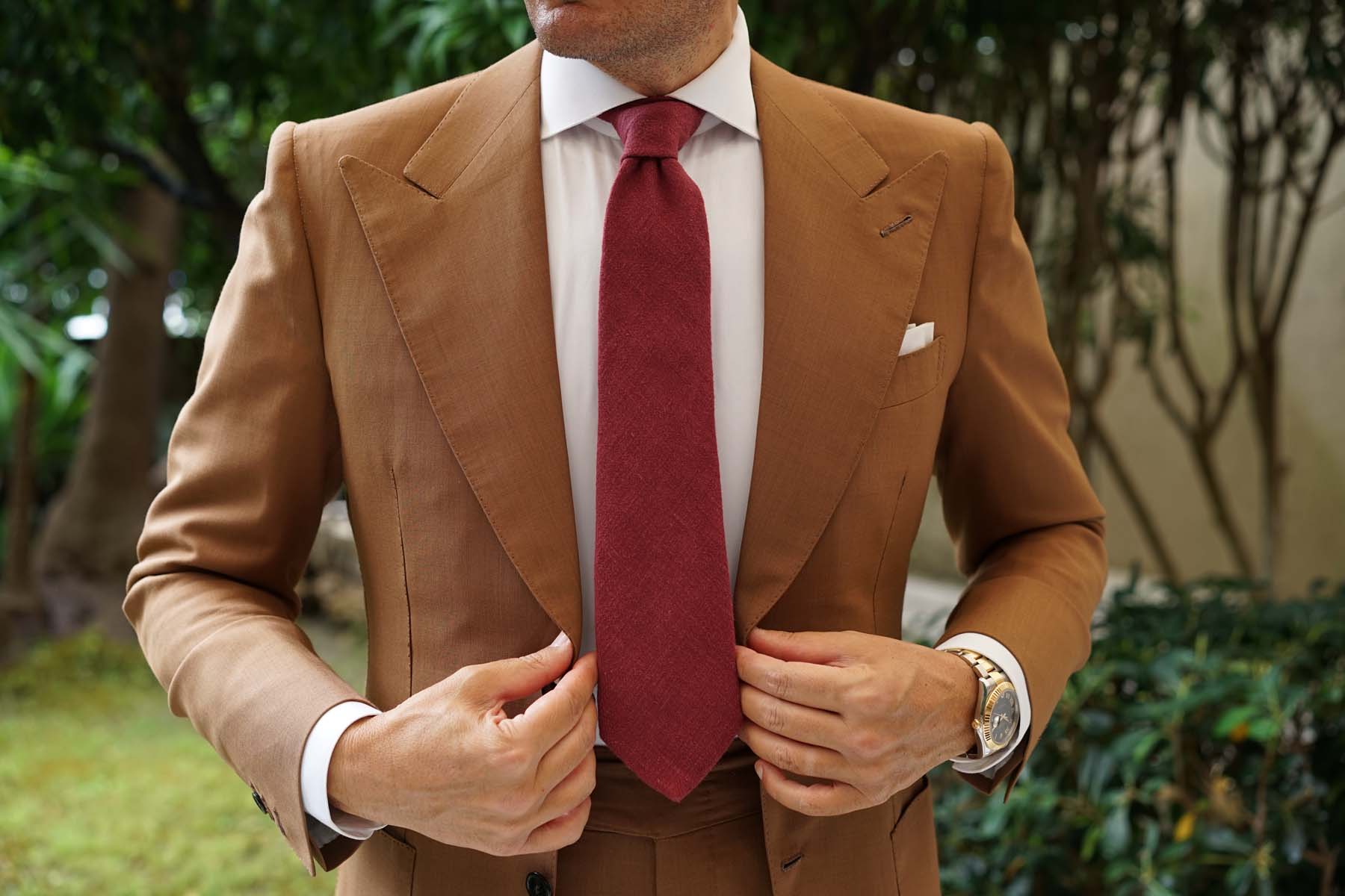 Chianti Maroon Linen Necktie