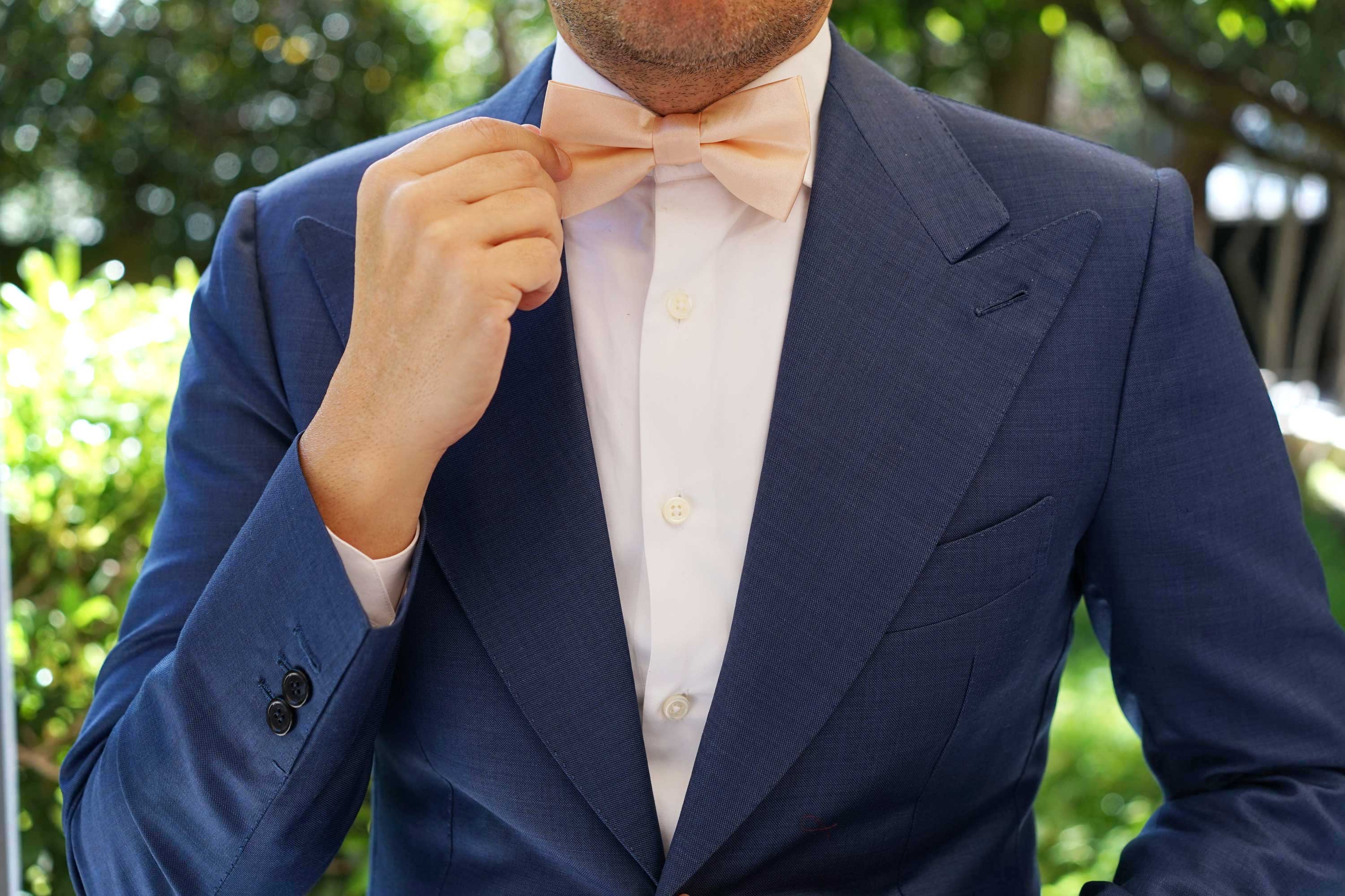 Peach Satin Bow Tie