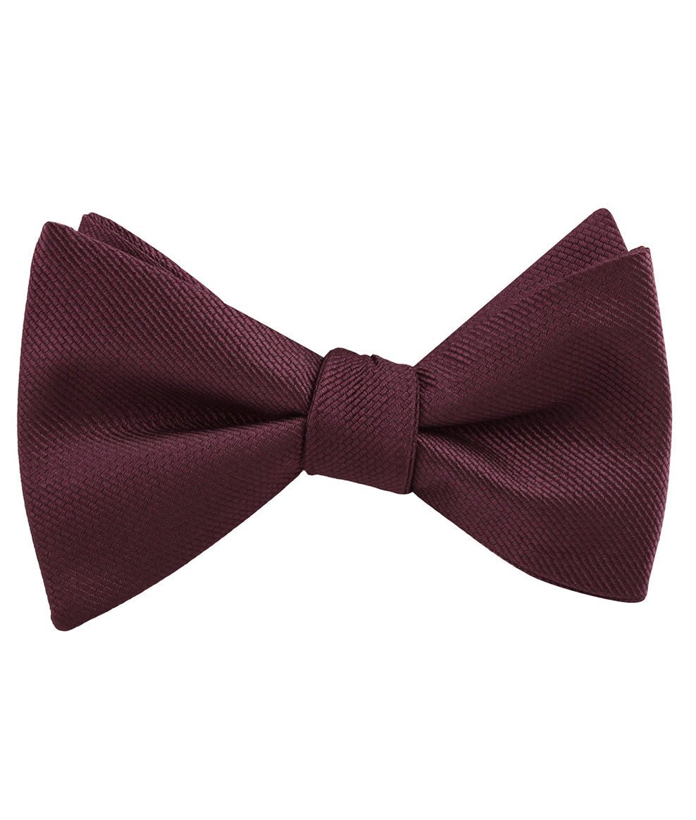 Garnet Wine Burgundy Weave Self Bow Tie