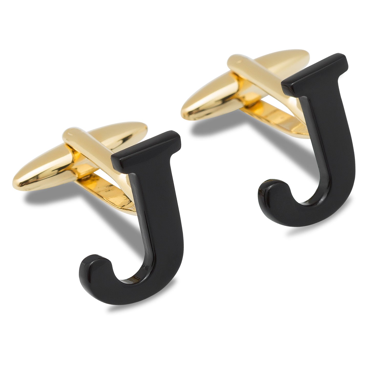 Black And Gold Letter J Cufflinks