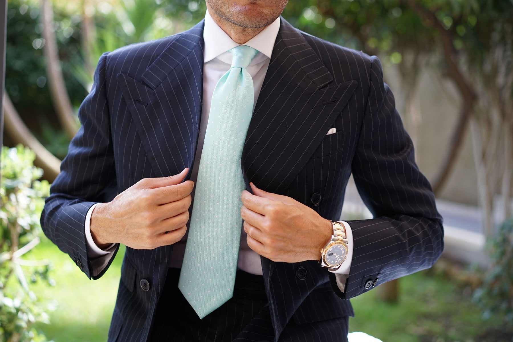 Mint Green with White Polka Dots Necktie