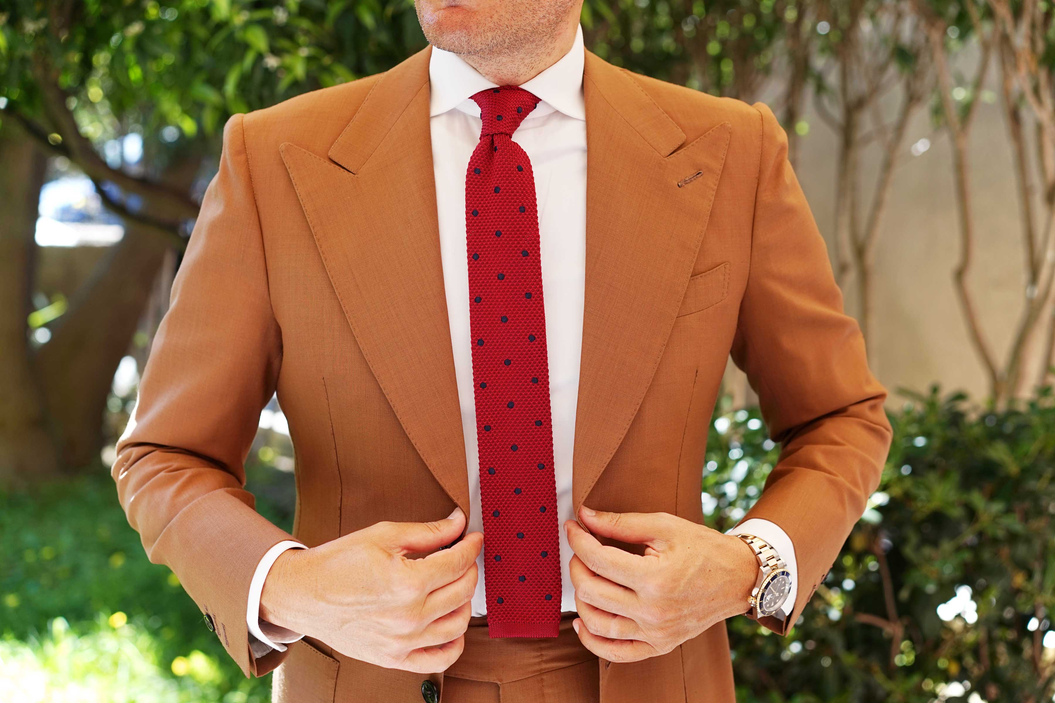 Connery Maroon Polkadot Knitted Tie