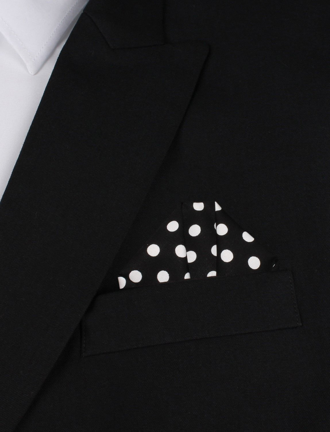 Black with White Large Polka Dots Cotton Pocket Square