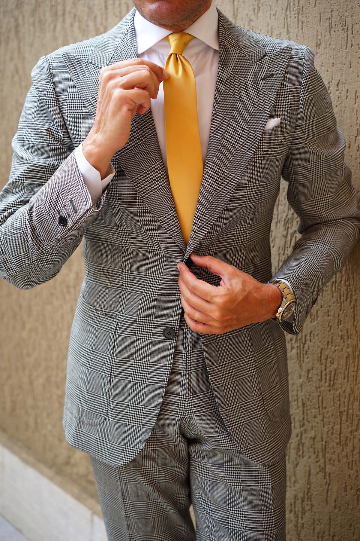 Gold Satin Skinny Tie