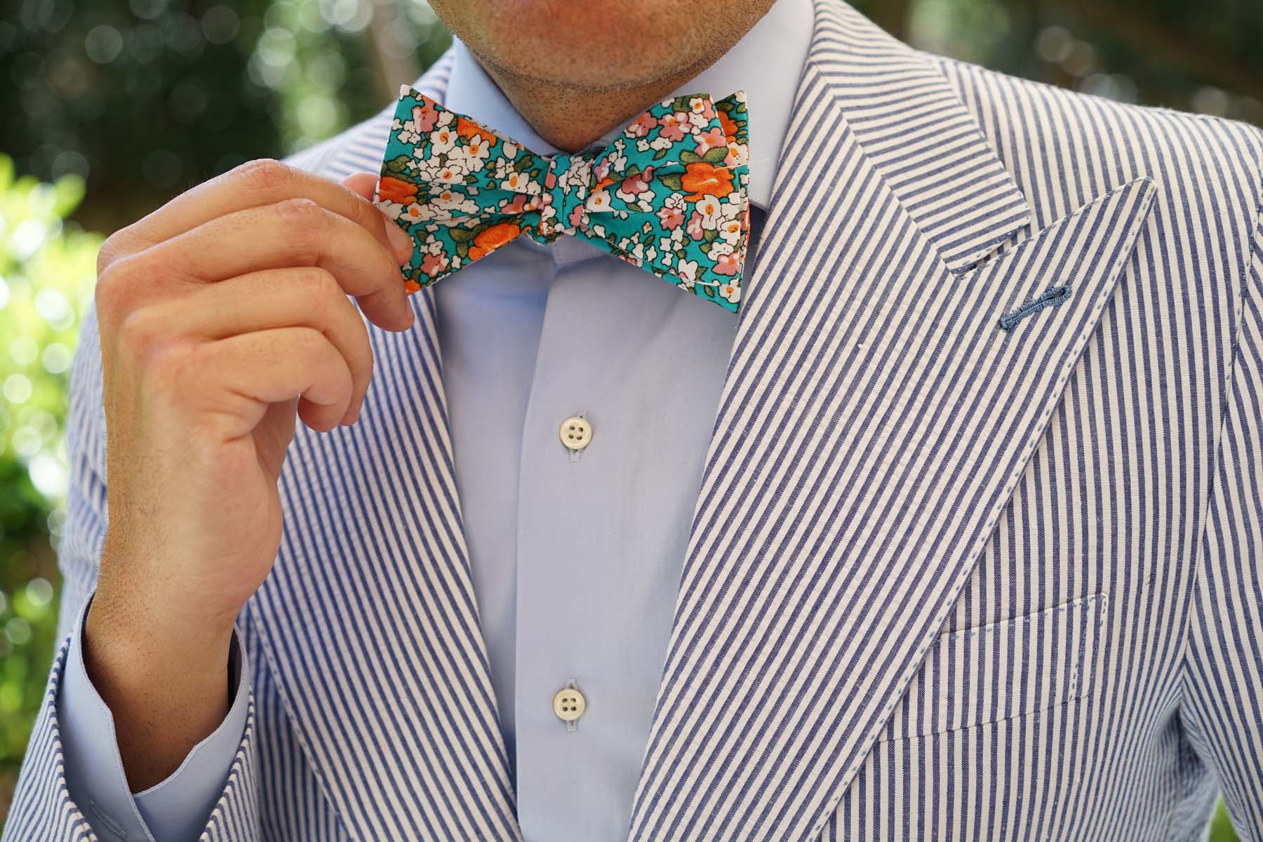 British Virgin Island Floral Self Bow Tie