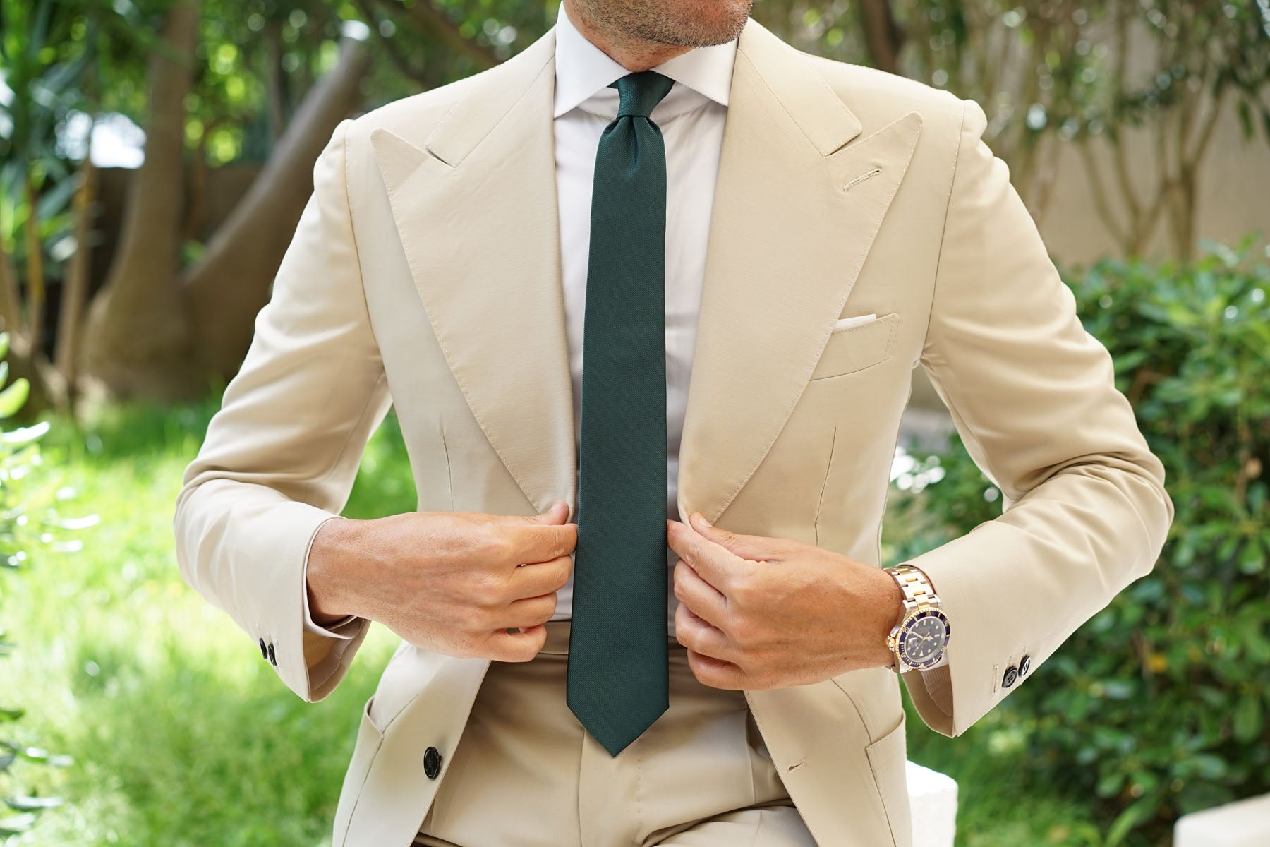 Dark Green Weave Skinny Tie