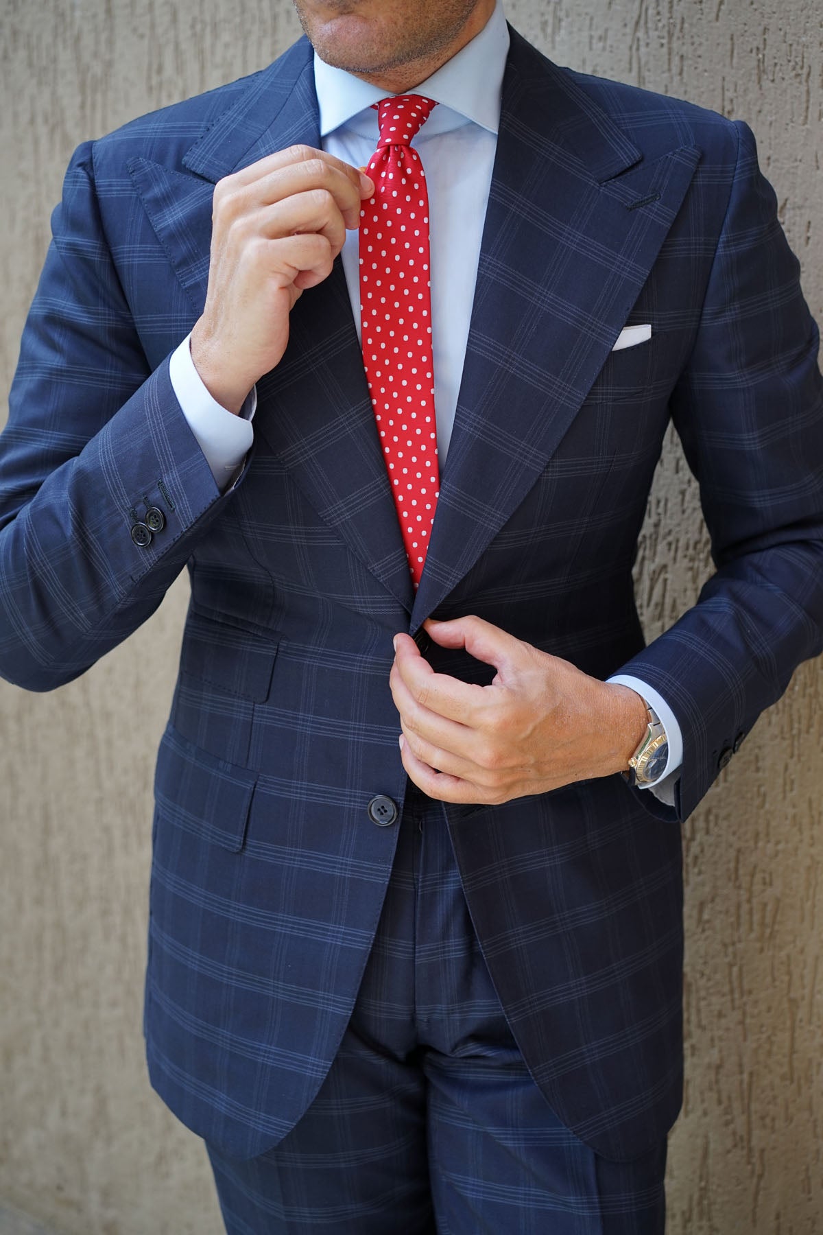 Royal Red Polka Dots Skinny Tie