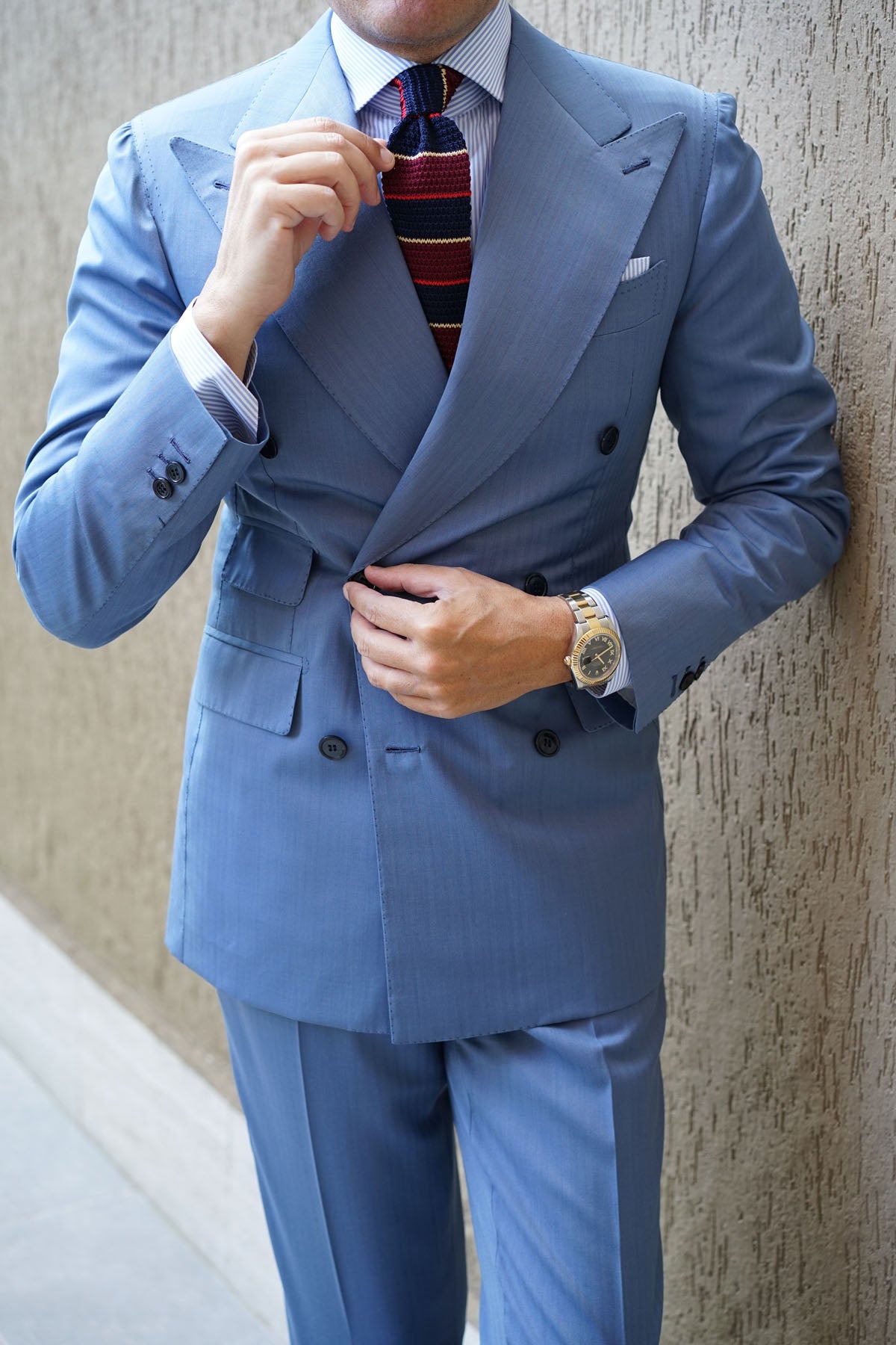 Mr Cooper Maroon Striped Knitted Tie