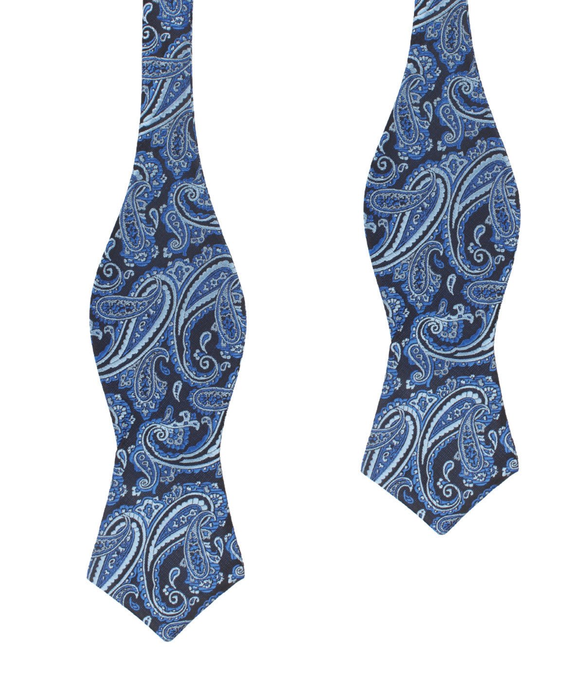 Paisley Black and Blue Self Tie Diamond Tip Bow Tie