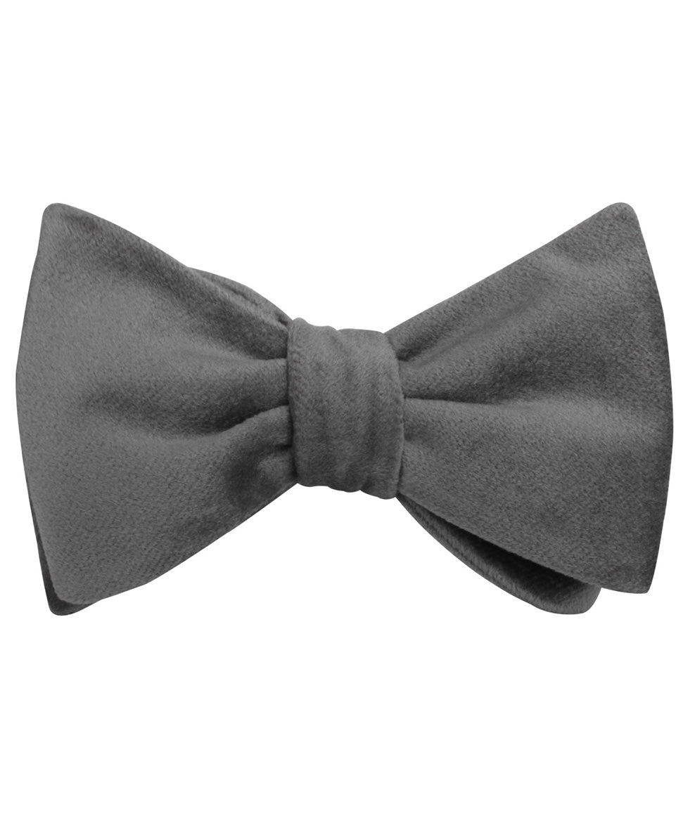 Grey Velvet Self Bow Tie