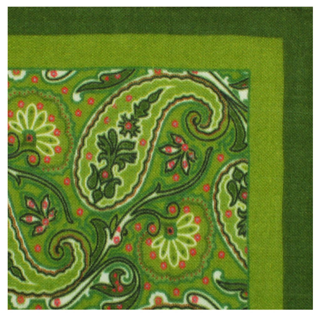 The Duke Green Paisley Wool Pocket Square