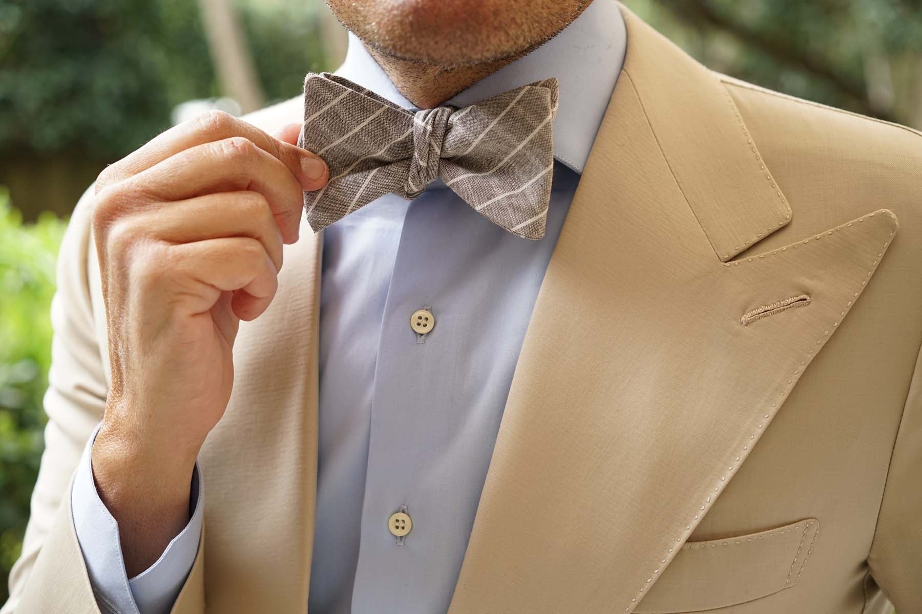 Grey Edinburgh Pinstripe Self Bow Tie