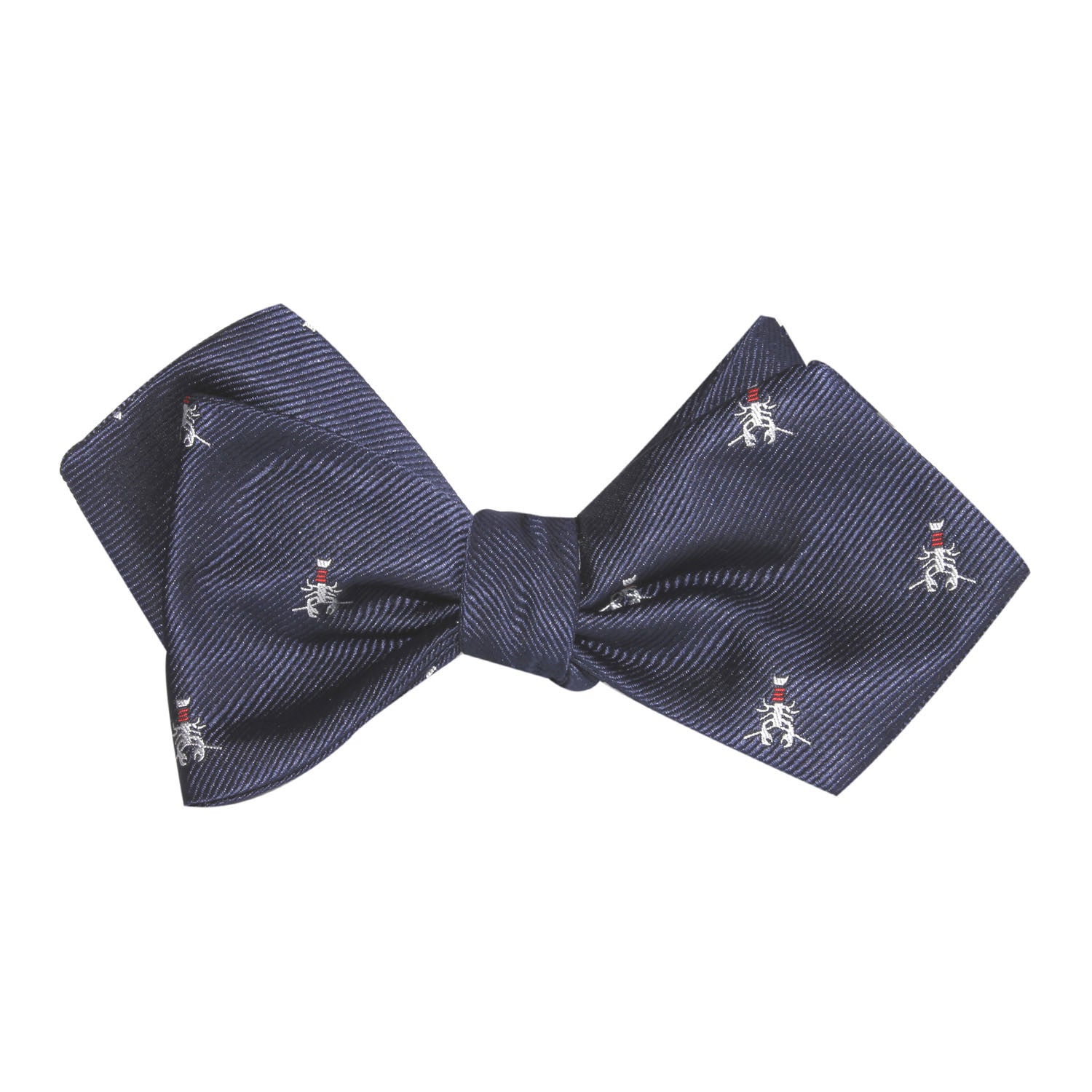 Navy Blue Lobster Self Tie Diamond Tip Bow Tie