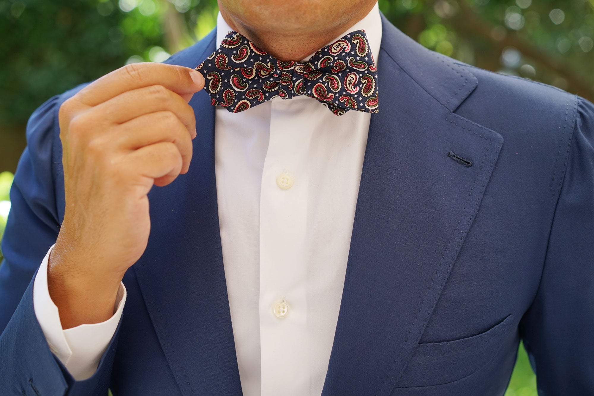 Prague Paisley Blue Floral Diamond Self Bow Tie