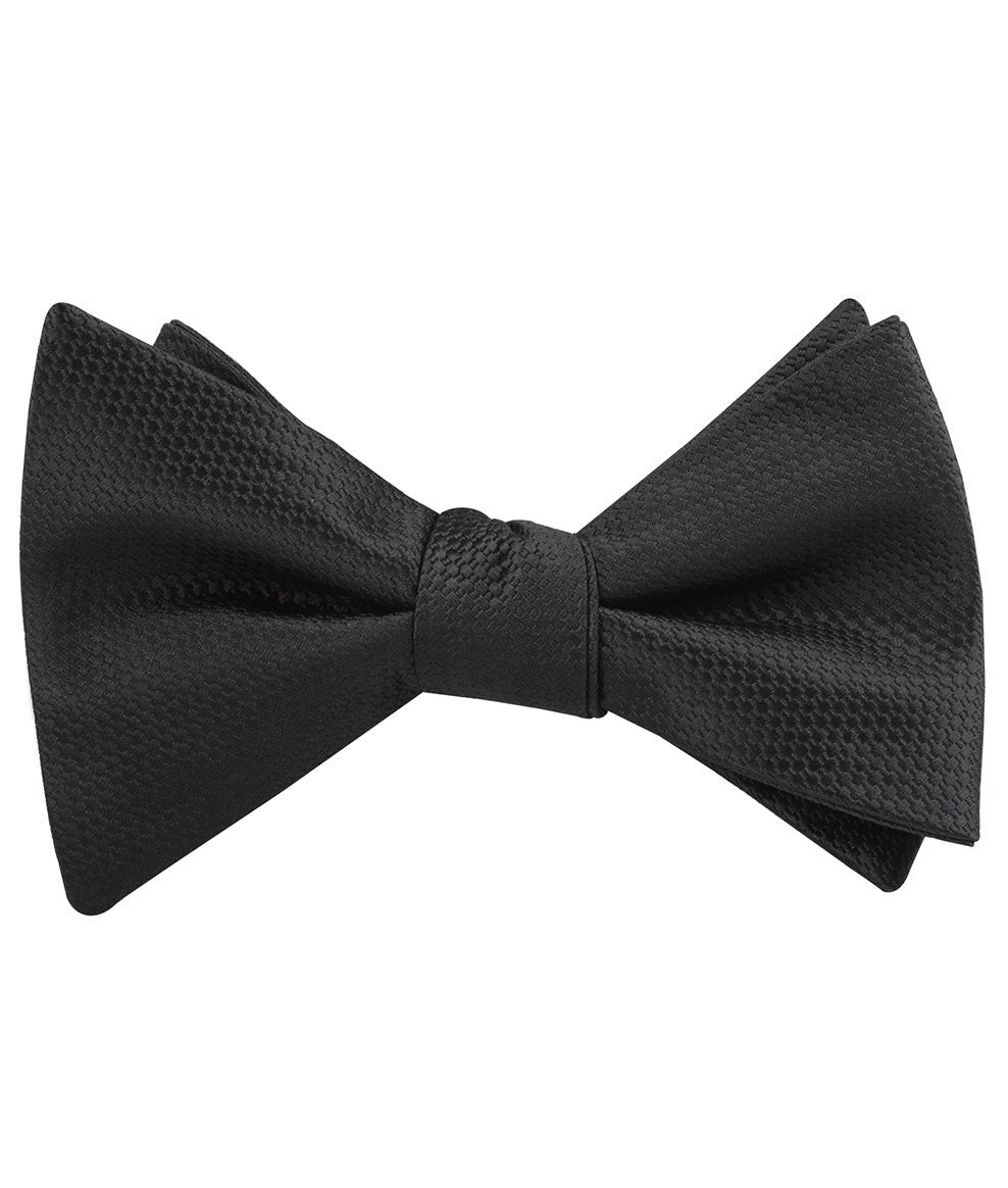 Black Basket Weave Self Bow Tie