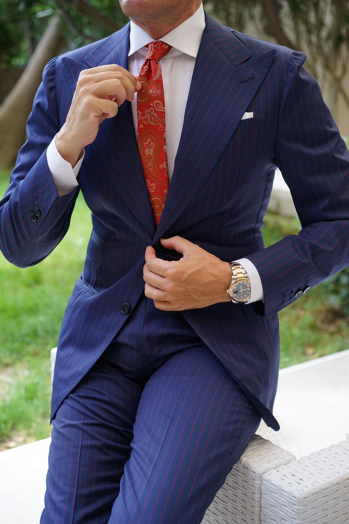 Paisley Maroon with Brown Skinny Tie