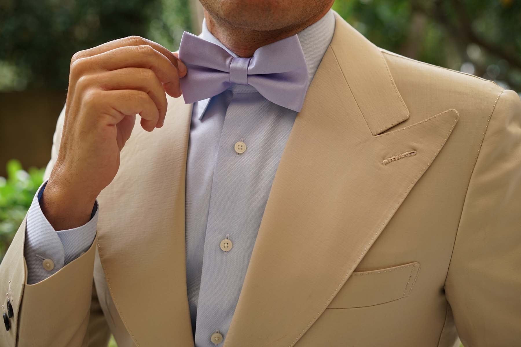 Lavender Purple Satin Bow Tie