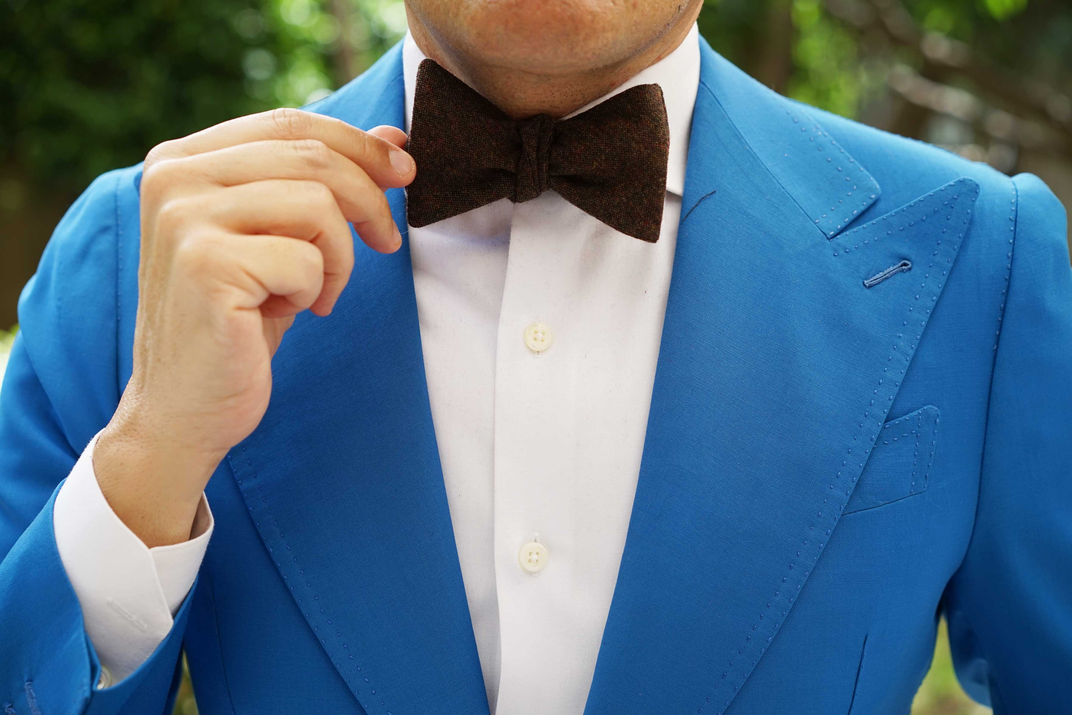 Brown Columbia Wool Self Bow Tie