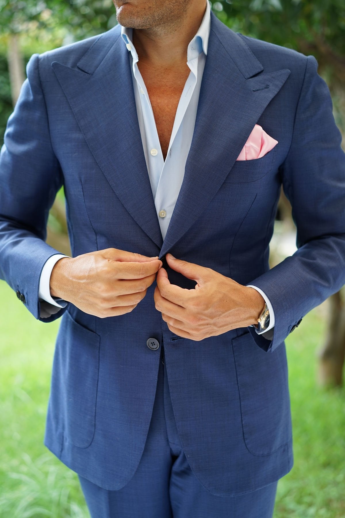 Rose Pink Satin Pocket Square