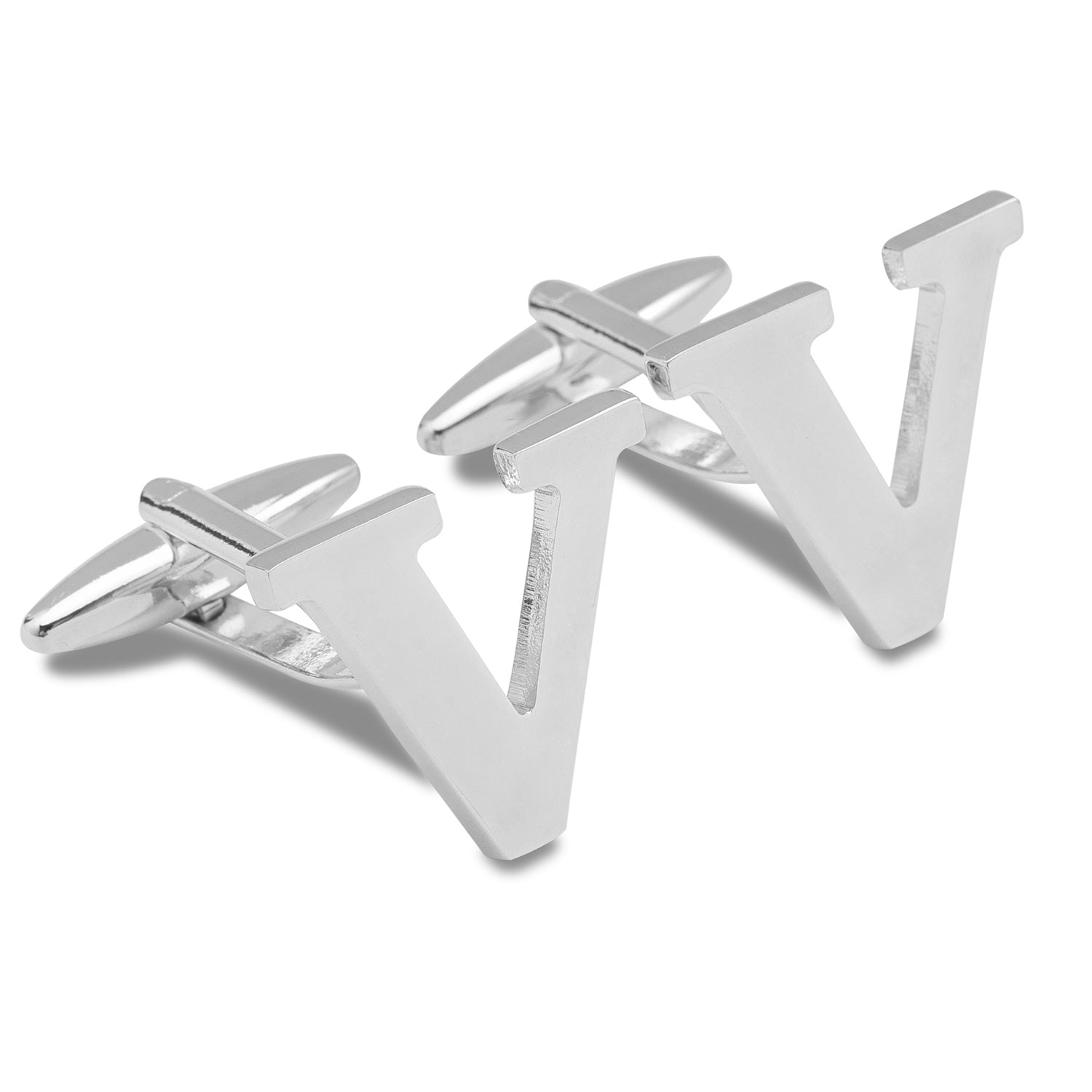 Letter V Silver Cufflinks