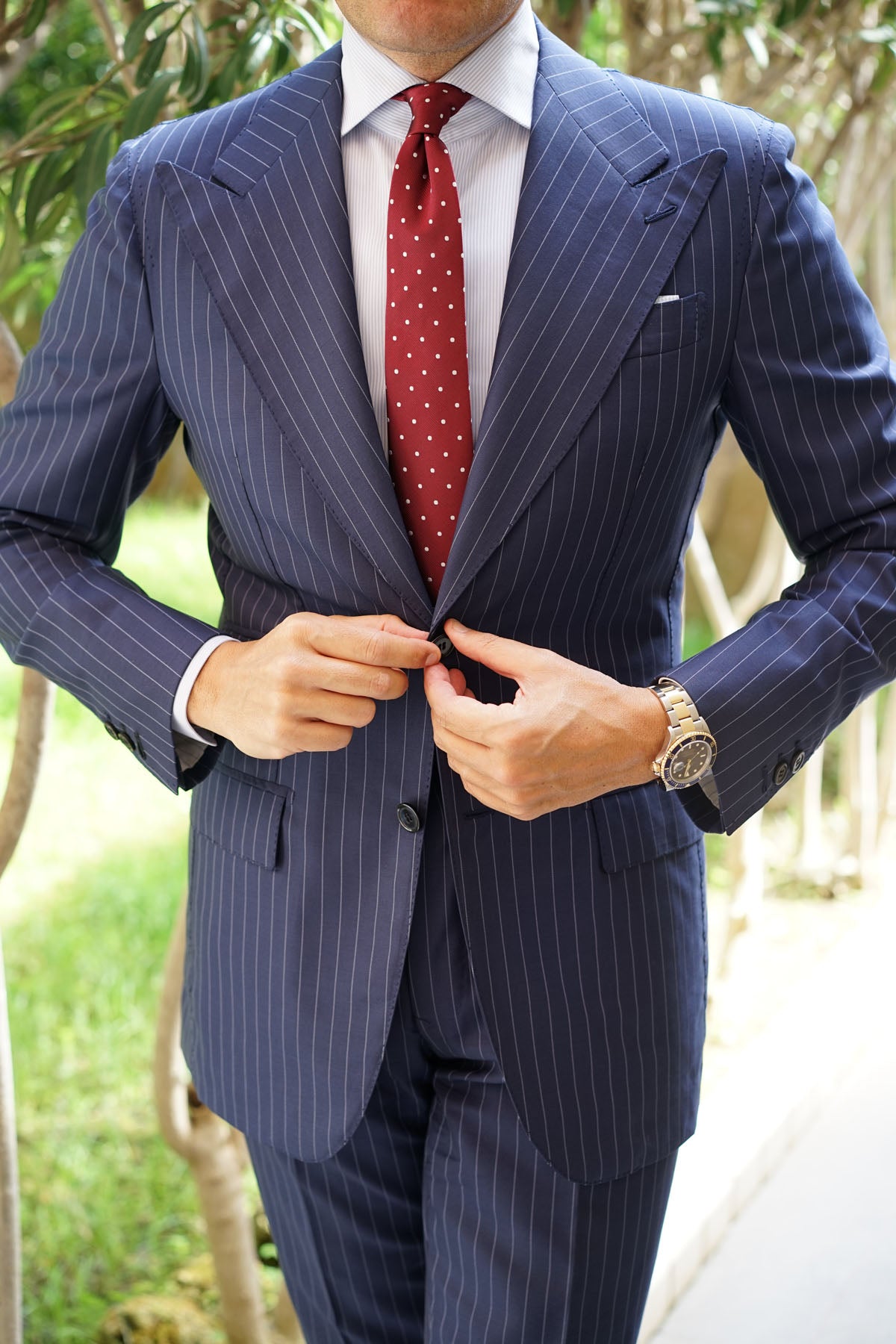 Burgundy Polka Dots Skinny Tie