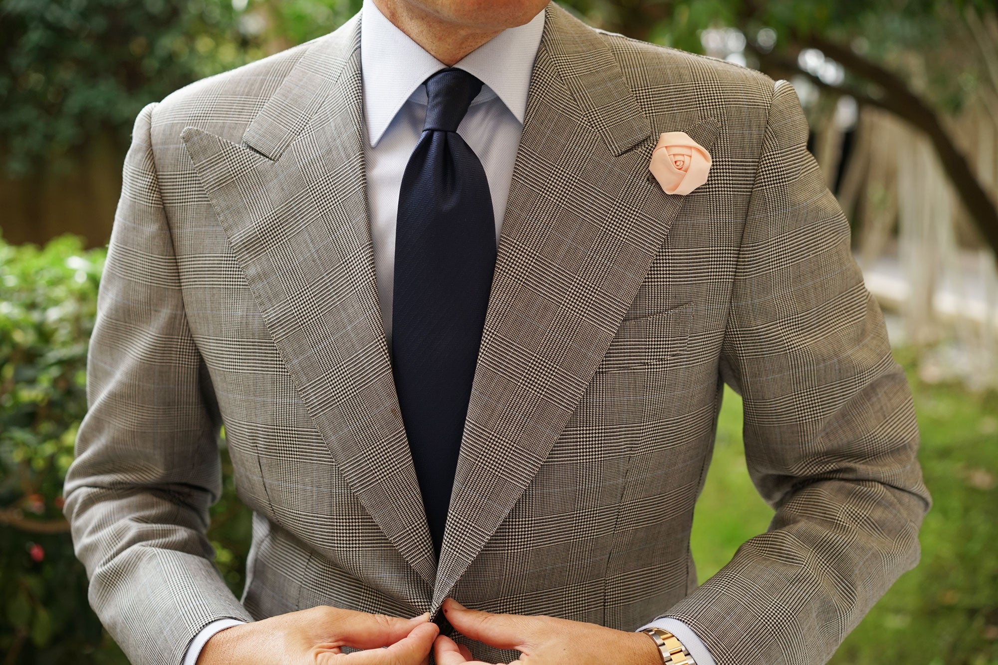 Peach Satin Rose Lapel Pin