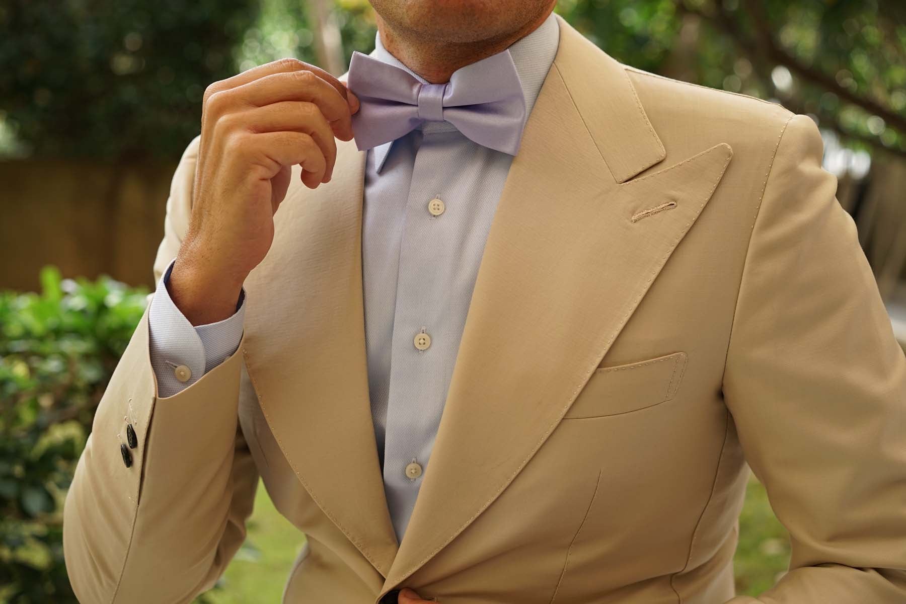 Lavender Purple Satin Bow Tie