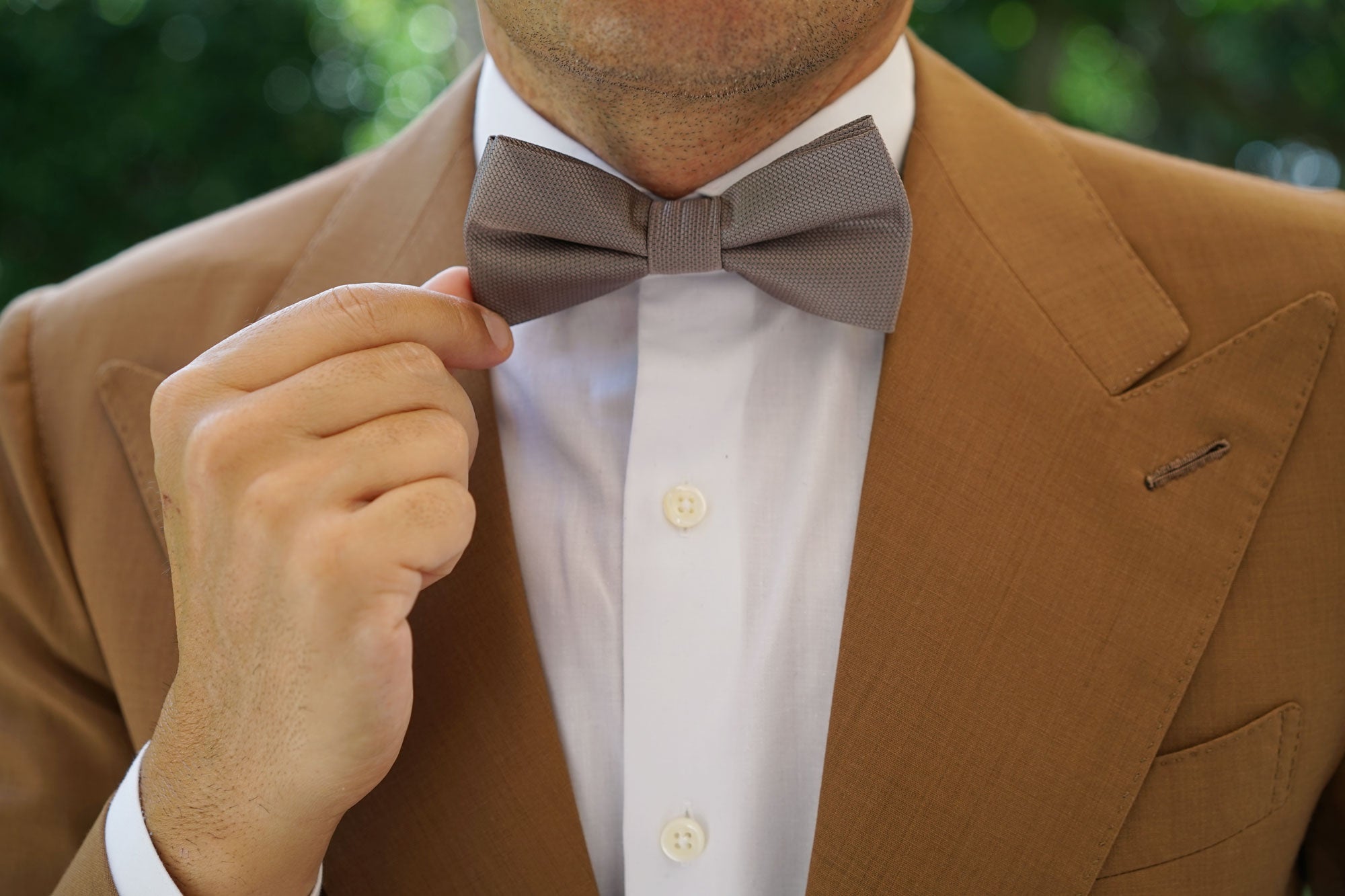 Portobello Beige Weave Bow Tie