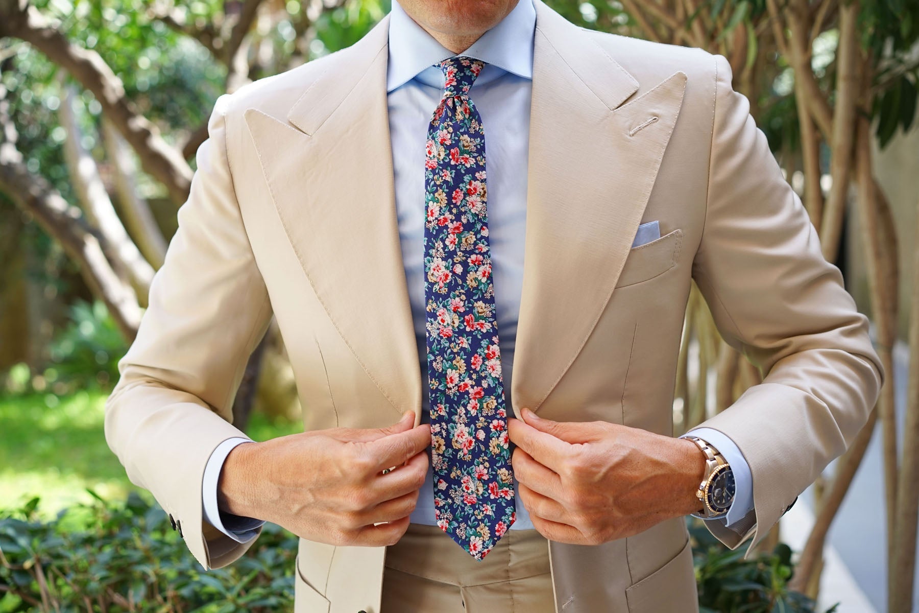 Cancún Blue Floral Skinny Tie