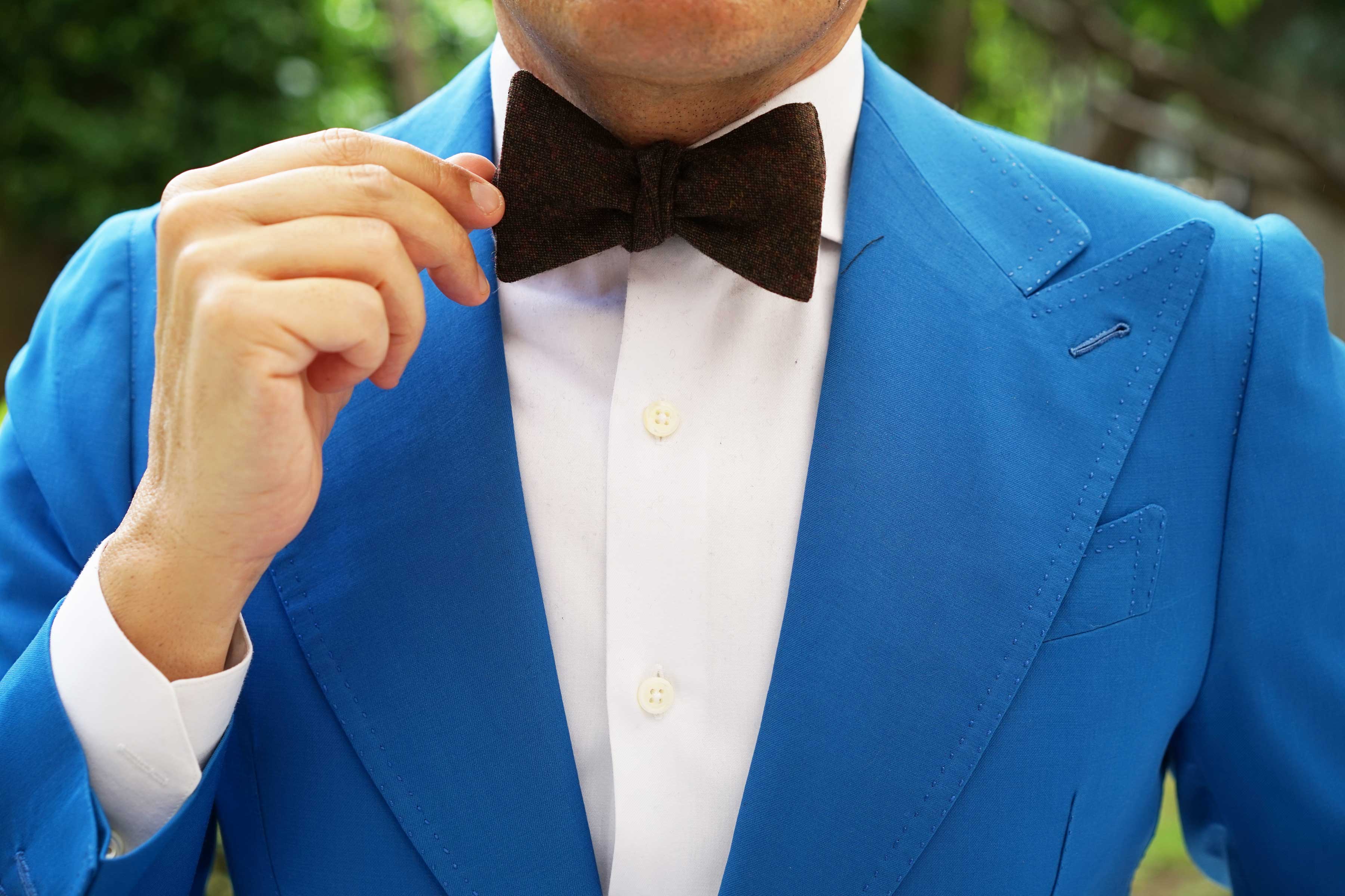 Brown Columbia Wool Self Bow Tie