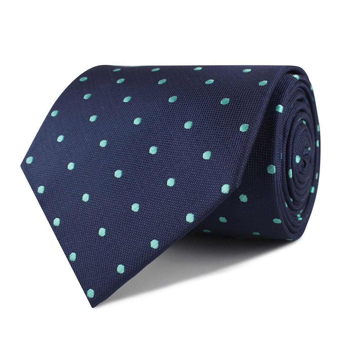 Navy Blue with Mint Green Polka Dots Necktie