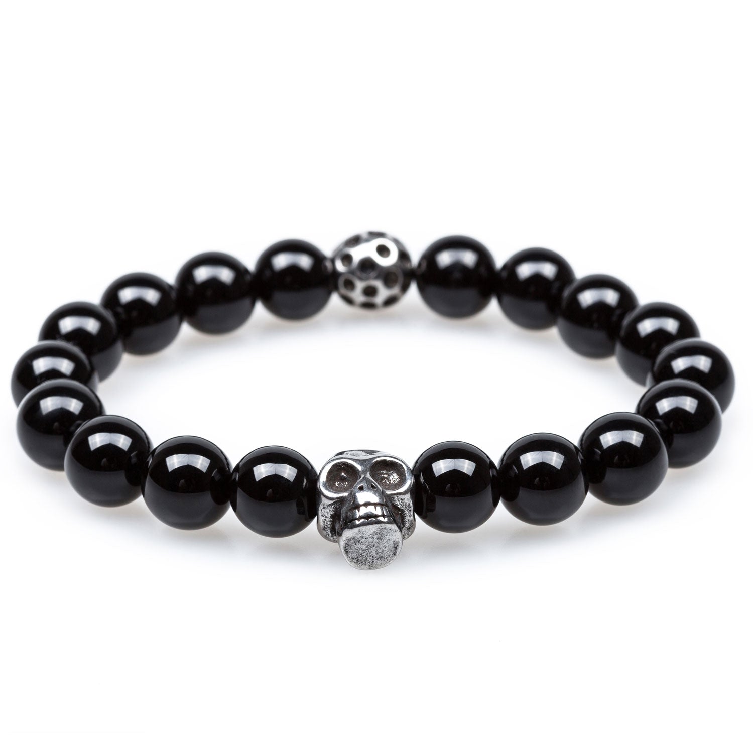 Day of the Dead Onyx Silver Skull Bracelet